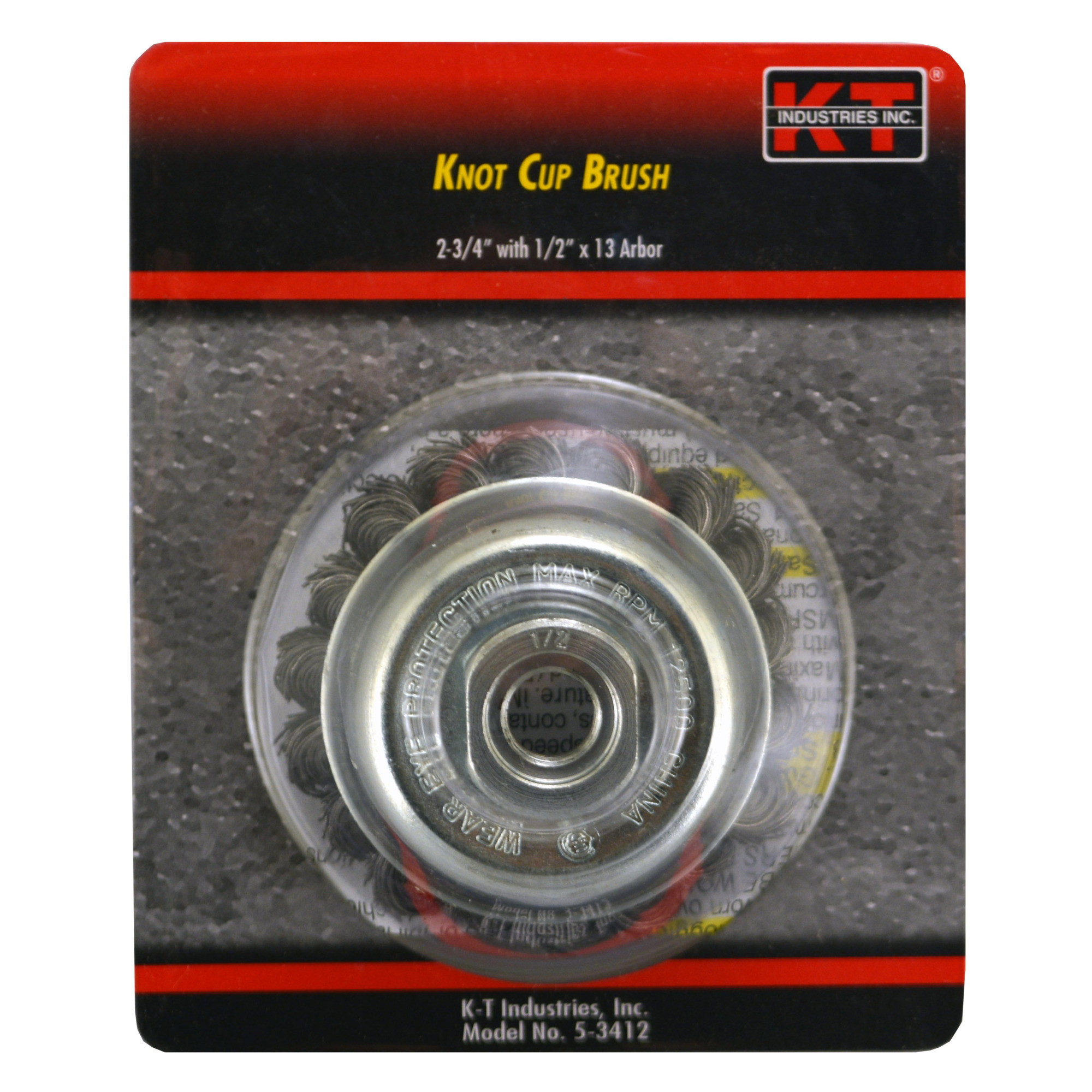 K-T Industries Knot Cup Brush — 2 3/4in., 1/2in.-13 Arbor, 12,500 RPM, Model# 5-3412