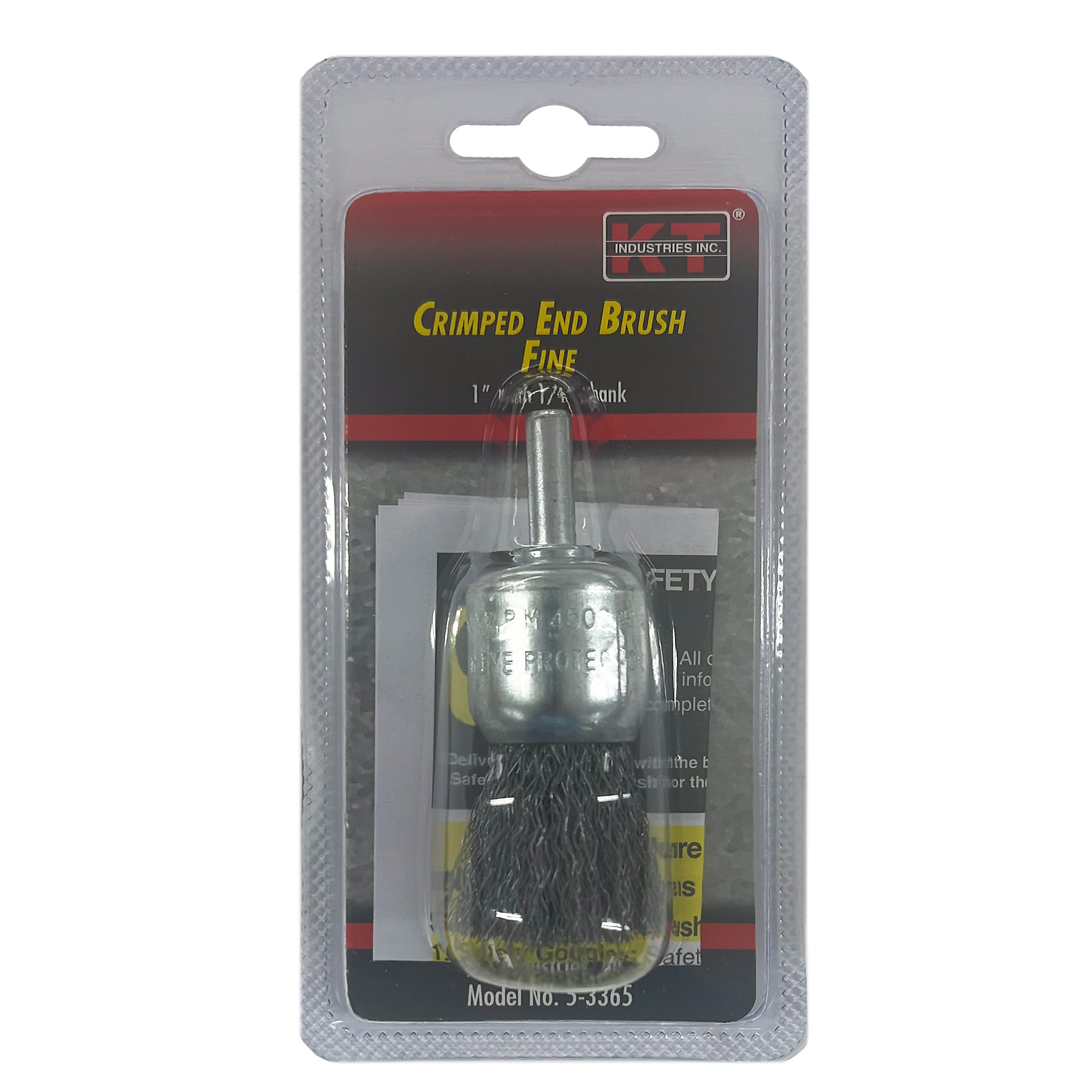 K-T Industries Crimped End Brush — 1in. Fine, 1/4in. Shank, 4500 RPM, Model# 5-3365