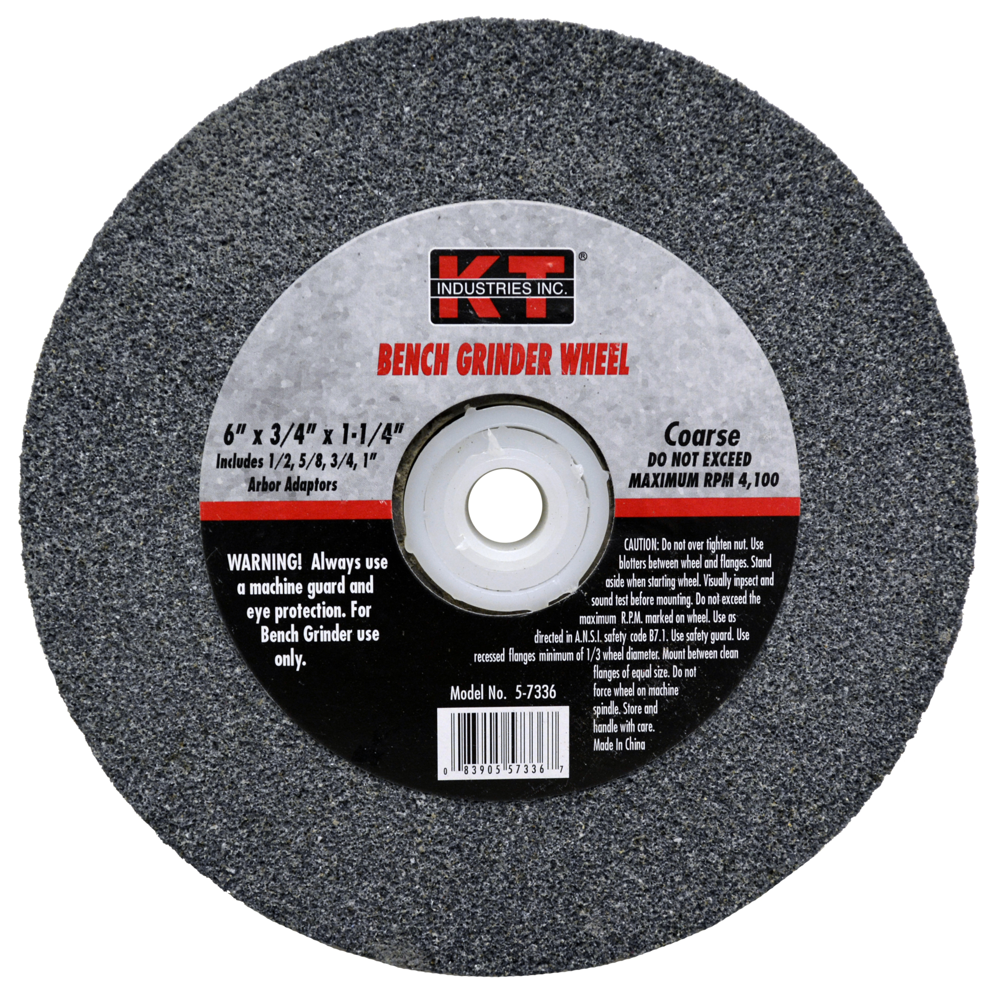 K-T Industries Bench Grinder Wheel — 6in. x 3/4in., Coarse, Aluminum Oxide, Model# 5-7336