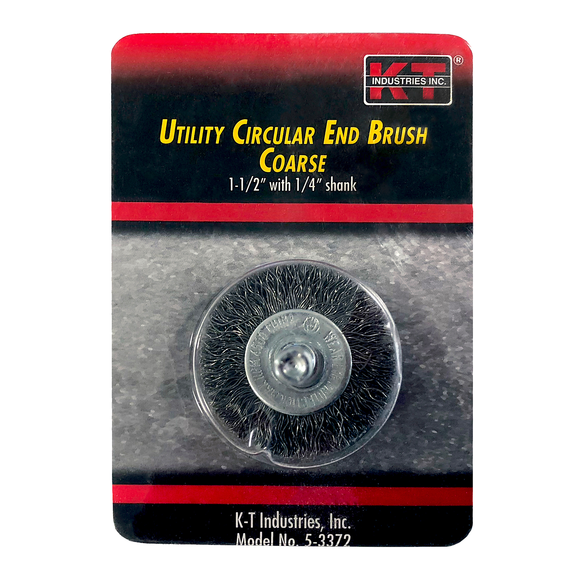 K-T Industries Circular End Brush — 1 1/2in. Coarse, 1/4in. Shank, 4500 RPM, Model# 5-3372