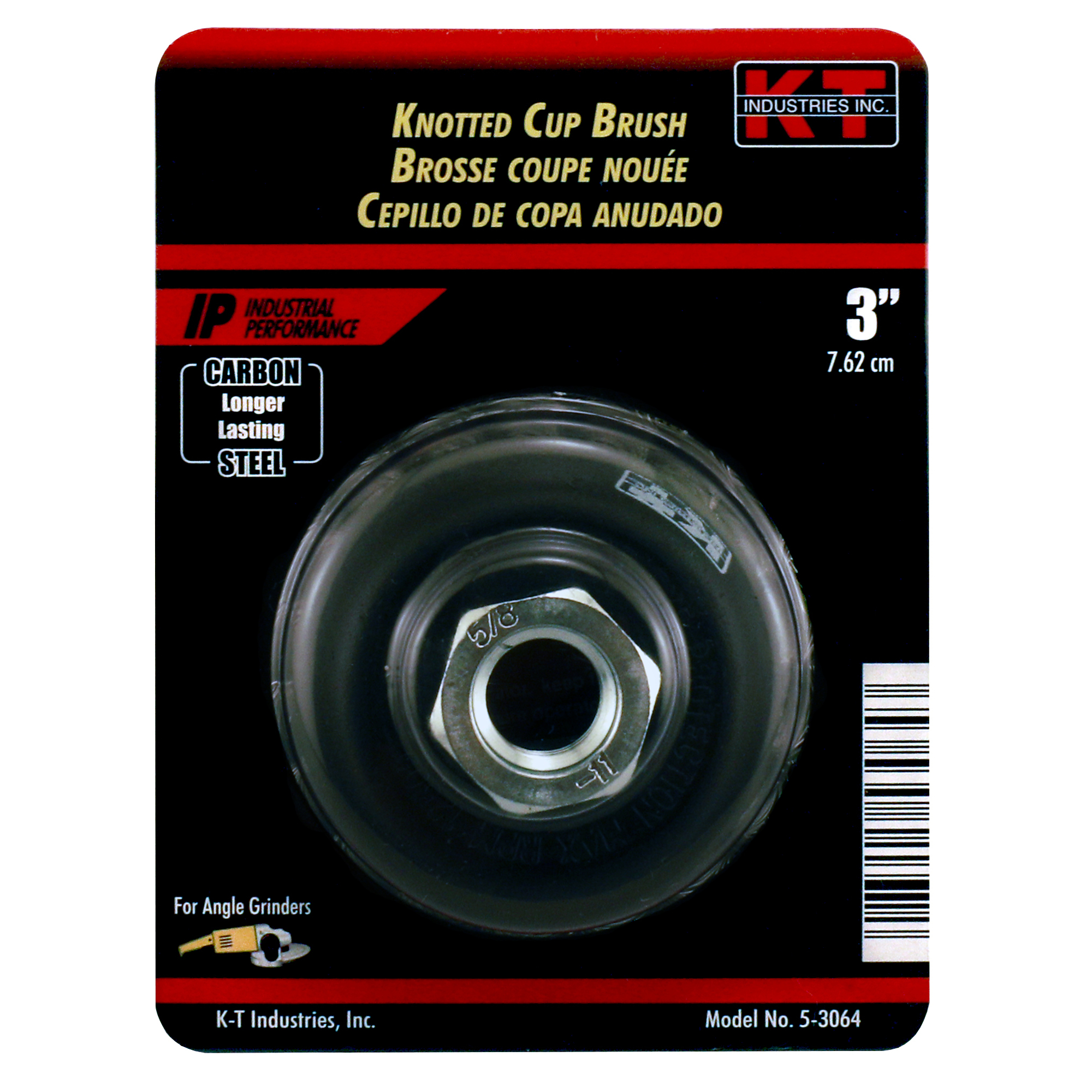 K-T Industries Pro Knot Cup Brush — 3in., 5/8-11, Twisted Carbon Steel, Model# 5-3064
