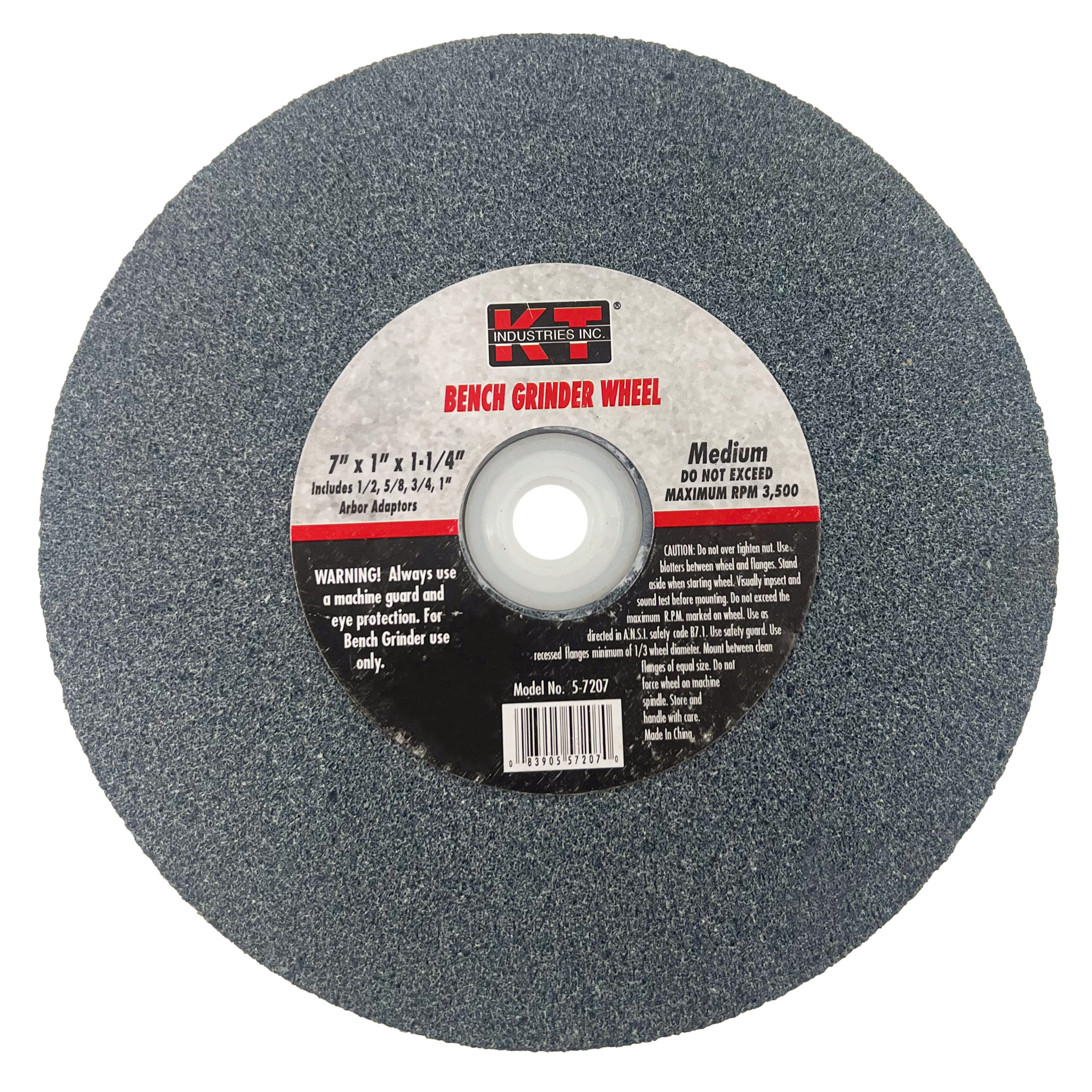 K-T Industries Bench Grinder Wheel — 7in. x 1in., Medium Grit, Aluminum Oxide, Model# 5-7207