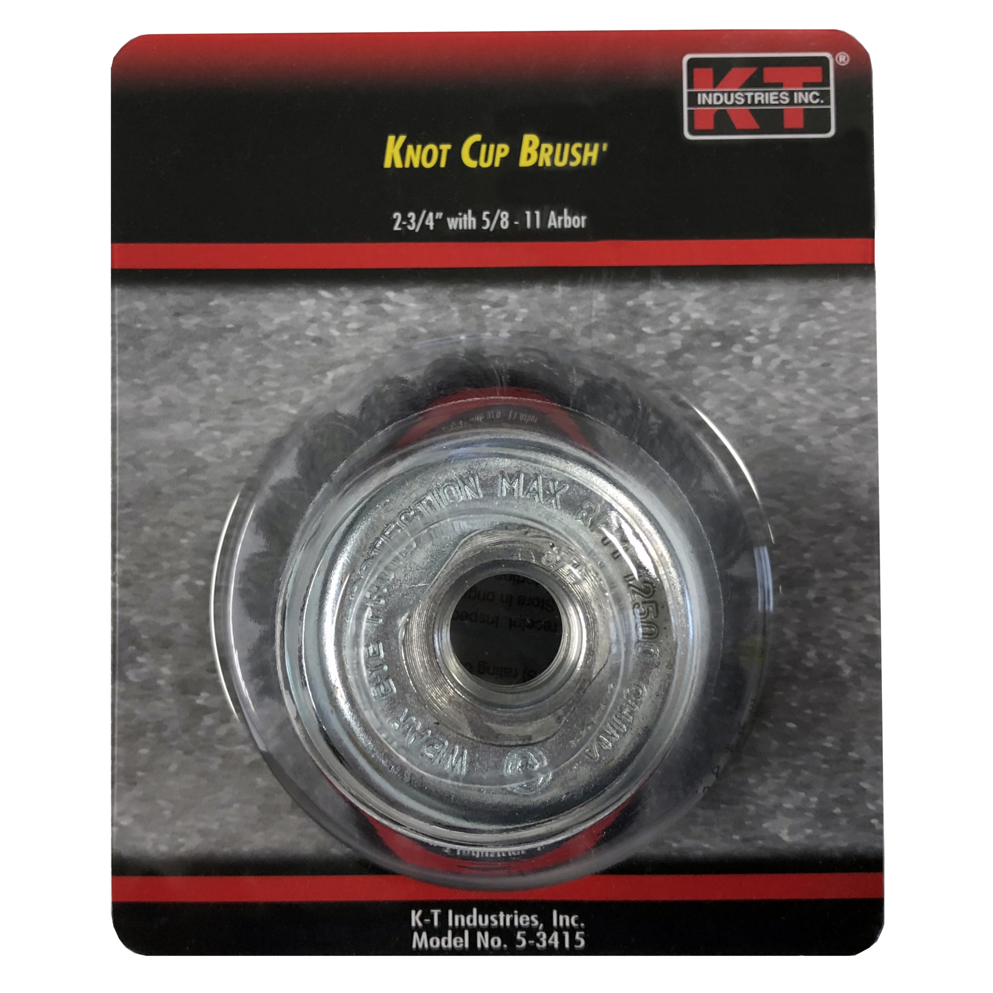 K-T Industries Knot Cup Brush — 2 3/4in., 5/8-11 Arbor, 12,500 RPM, Model# 5-3415