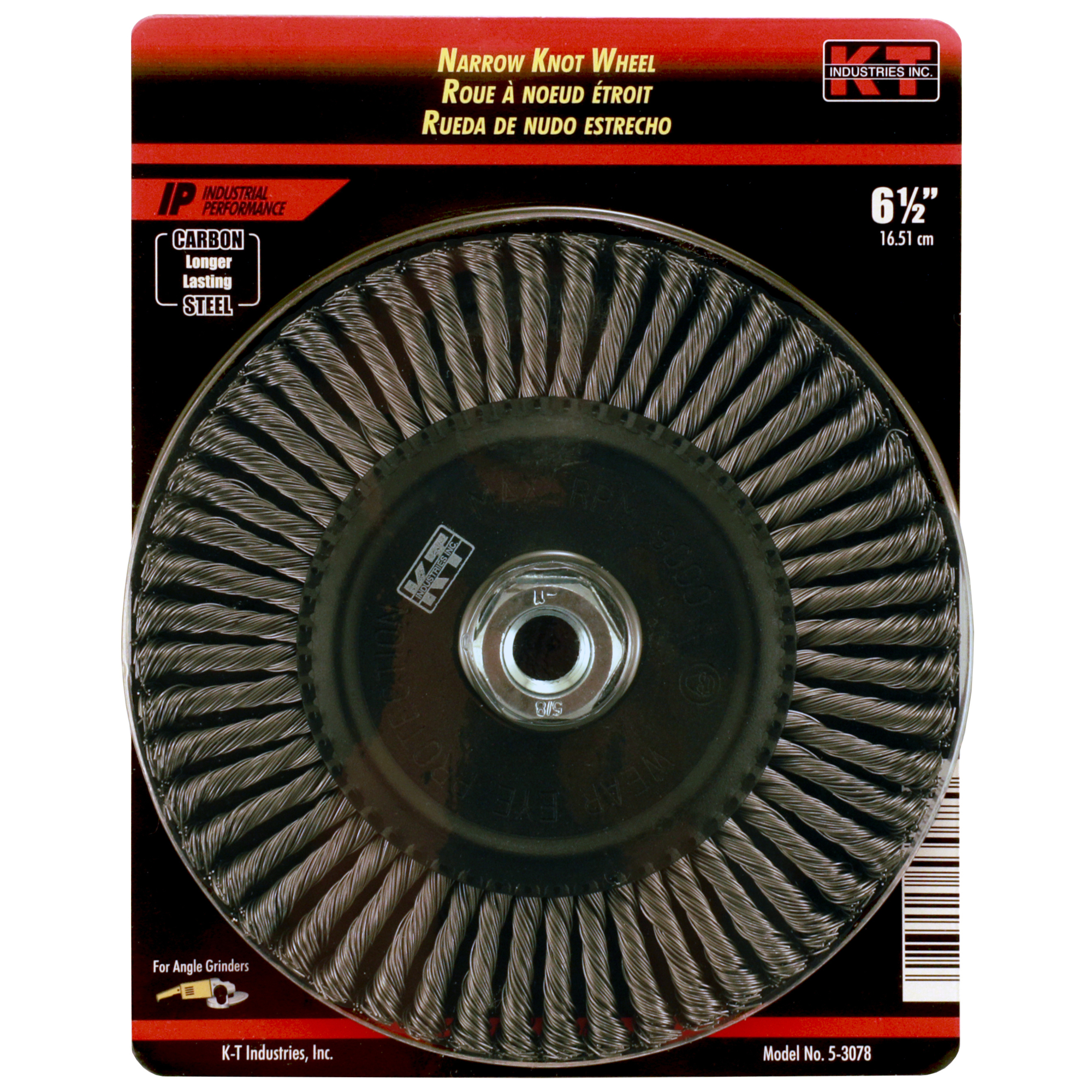 K-T Industries Pro Twisted Knot Stringer Wire Wheel — 6.5in., Carbon Steel, 5/8-11, 9000 RPM, Model# 5-3078