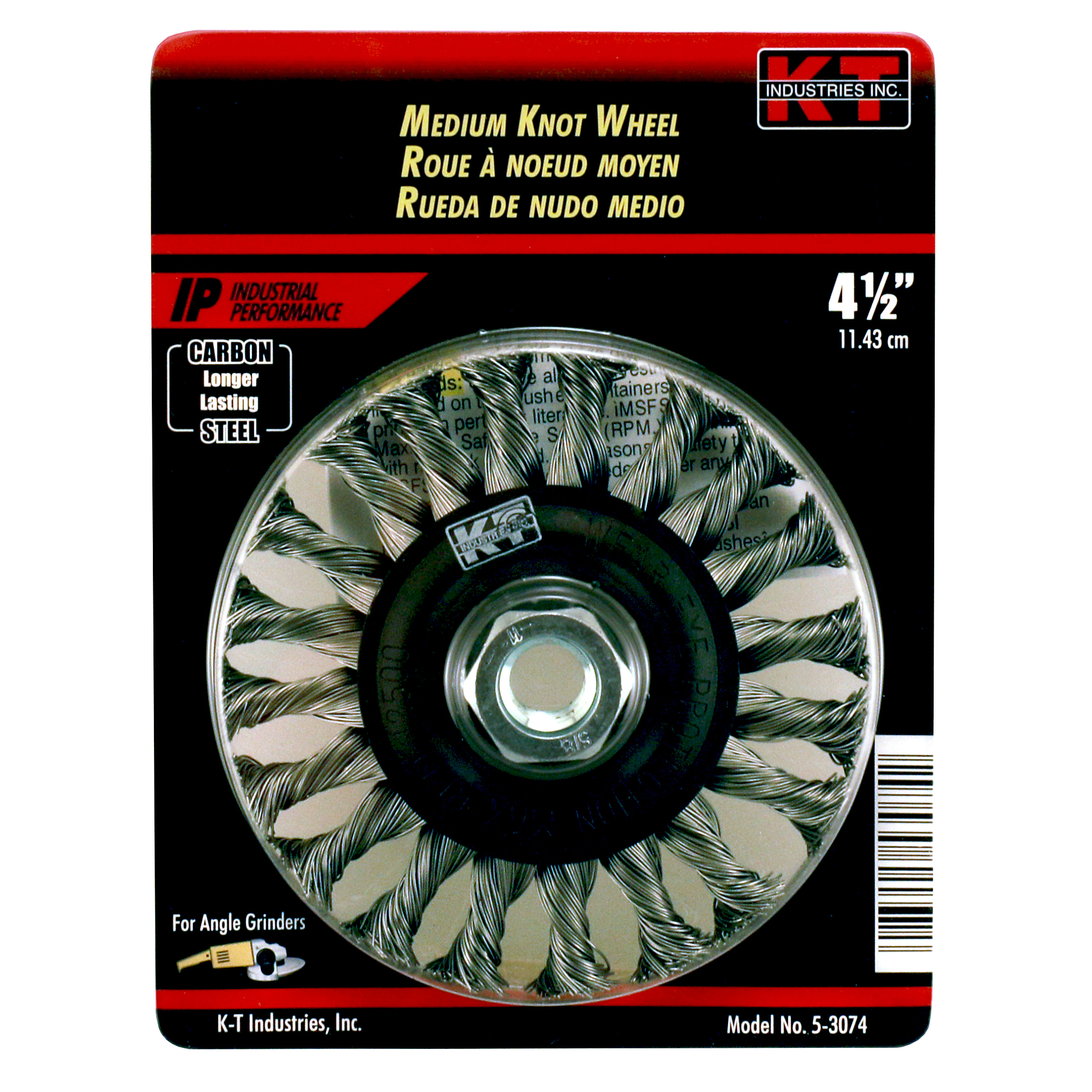 K-T Industries Pro Twisted Knot Wheel — 4 1/2in., Carbon Steel, 5/8-11, 12,500 RPM, Model# 5-3074