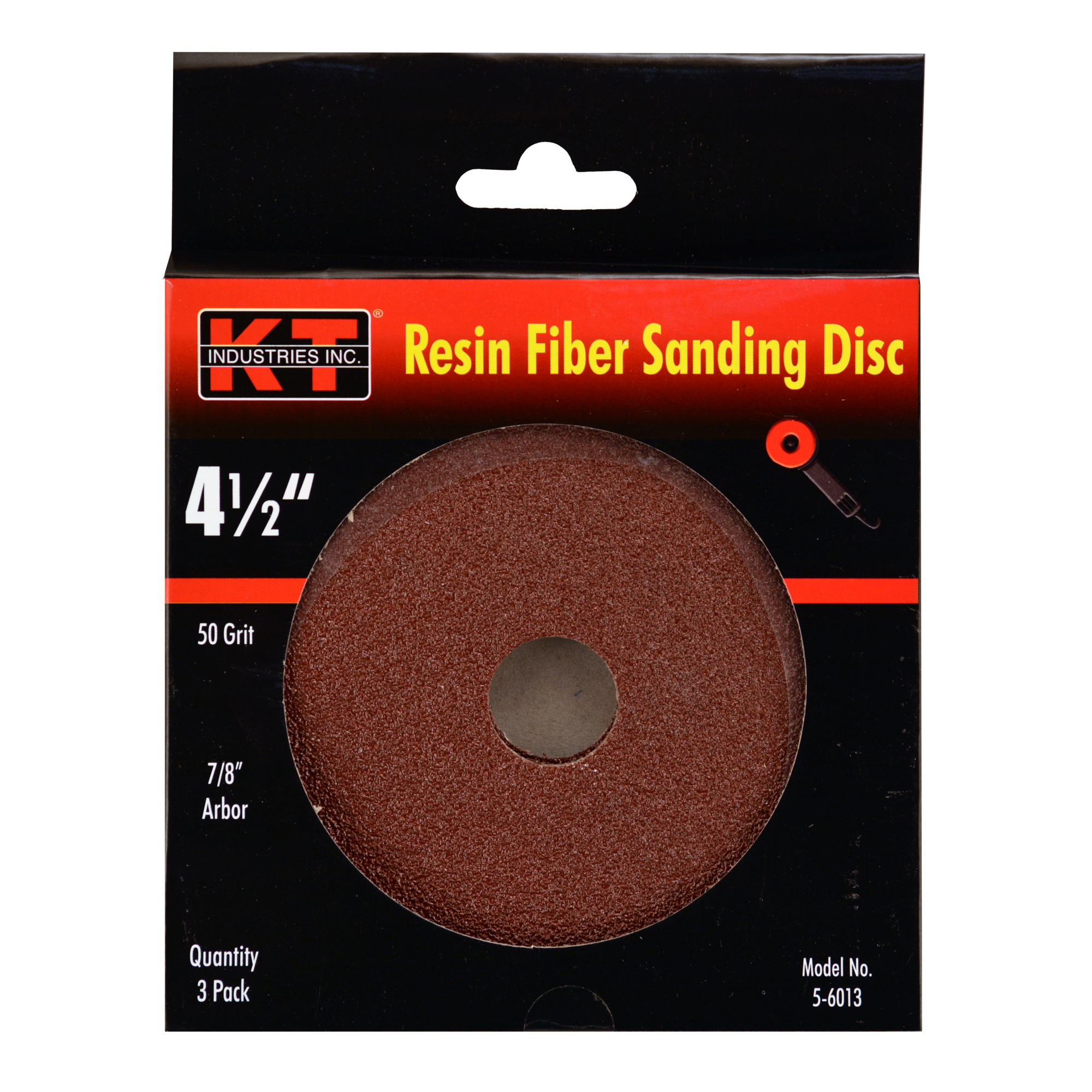 K-T Industries Sanding Discs — 4 1/2in., 50-Grit, Aluminum Oxide, 3 Pk., Model# 5-6013