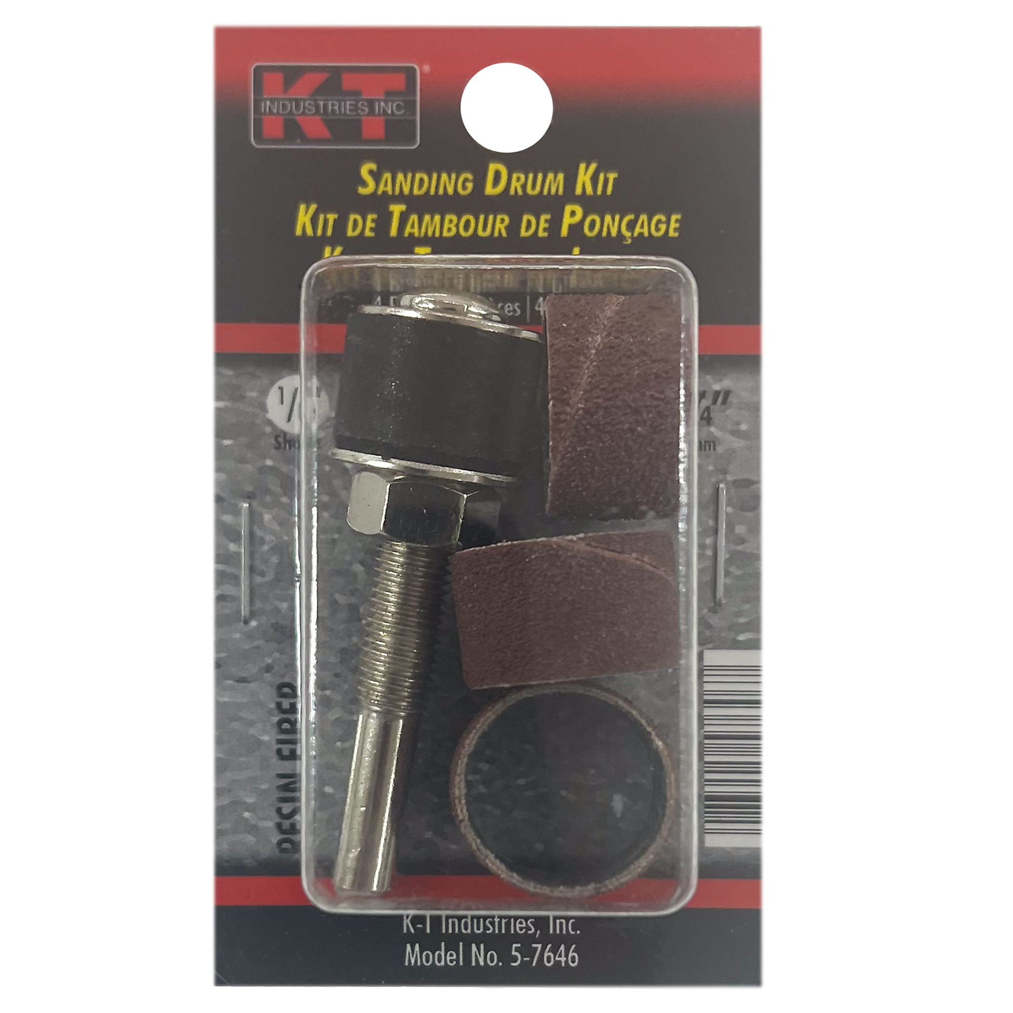 K-T Industries Sanding Drum Kit — 2-Piece, 3/4in. x 1/8in. Shaft, Model# 5-7646