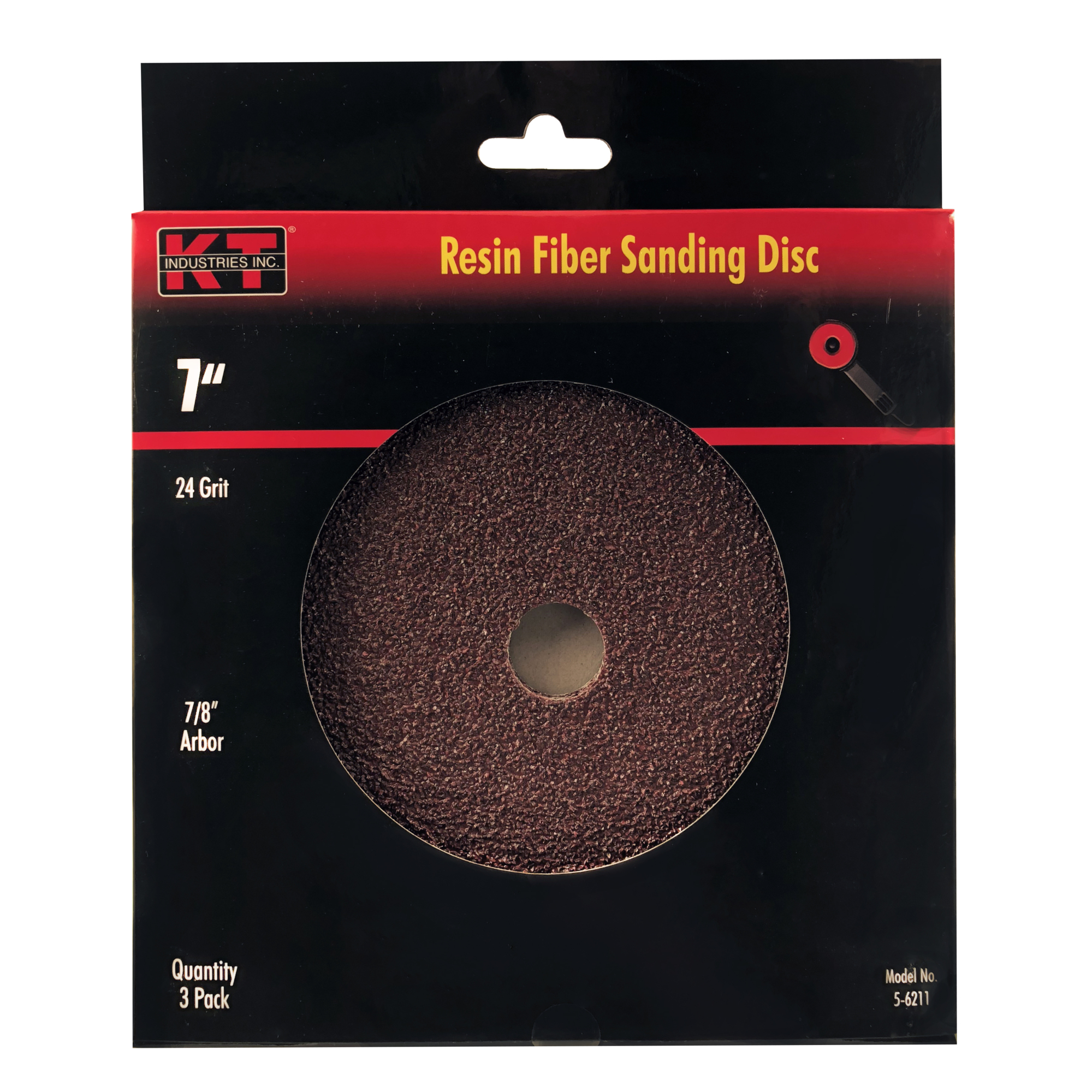 K-T Industries Sanding Discs — 7in., 24 Grit, Aluminum Oxide, 3 Pk, Model# 5-6211