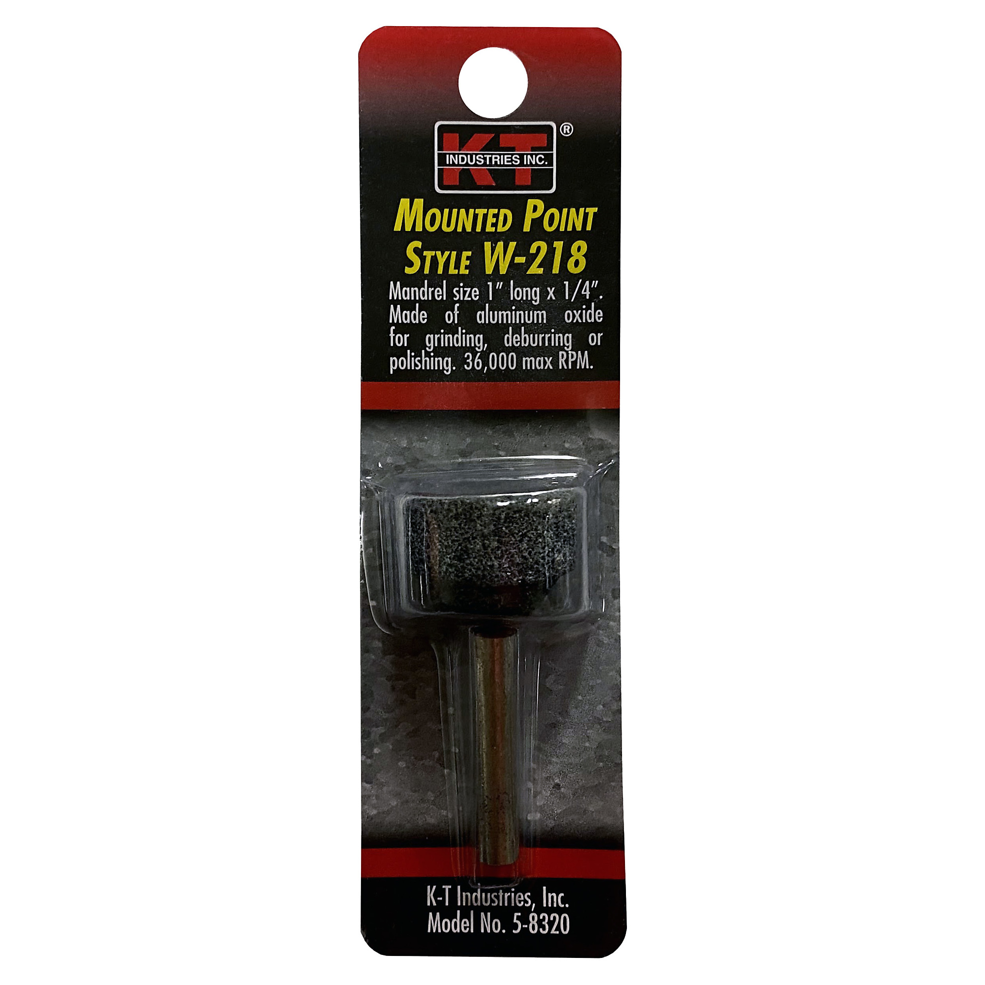 K-T Industries Mounted Point — Aluminum Oxide, 1/4in. Shank, 25,000 RPM, Model# 5-8320