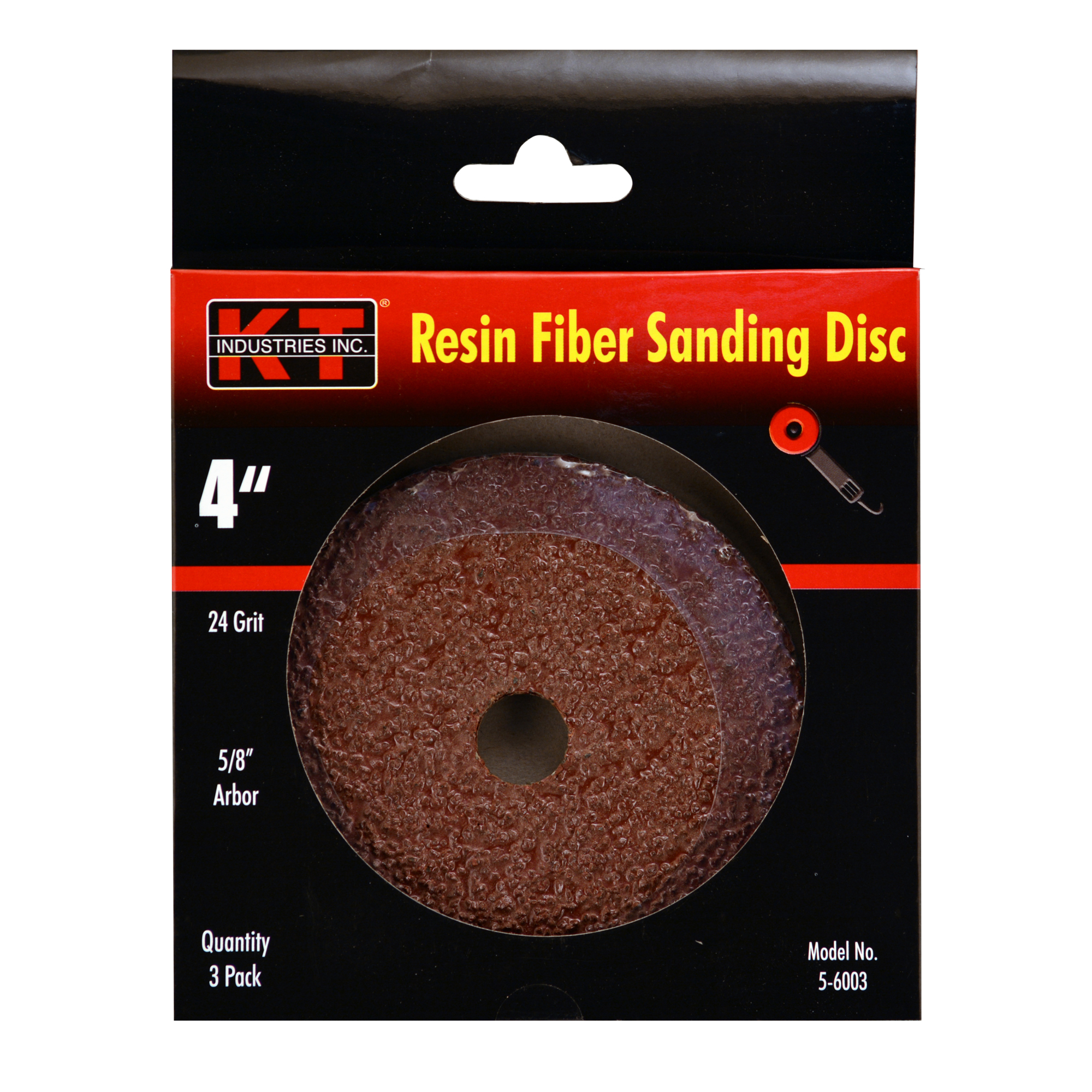 K-T Industries Sanding Discs — 24 Grit, 4in., Aluminum Oxide, 3 Pk, Model# 5-6003