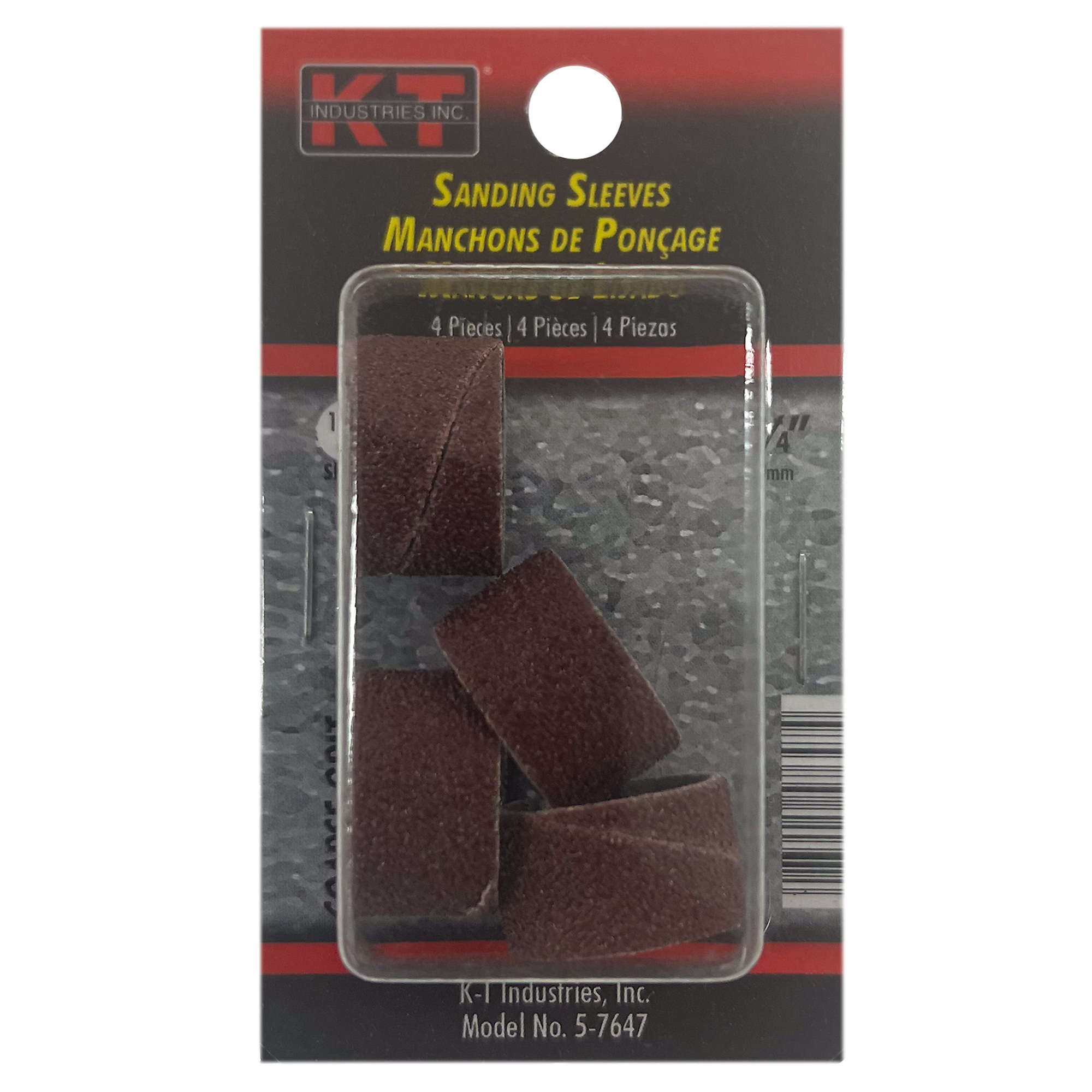 K-T Industries Sanding Sleeves — 3/4in., Coarse Grit, 4 Pcs, Model# 5-7647