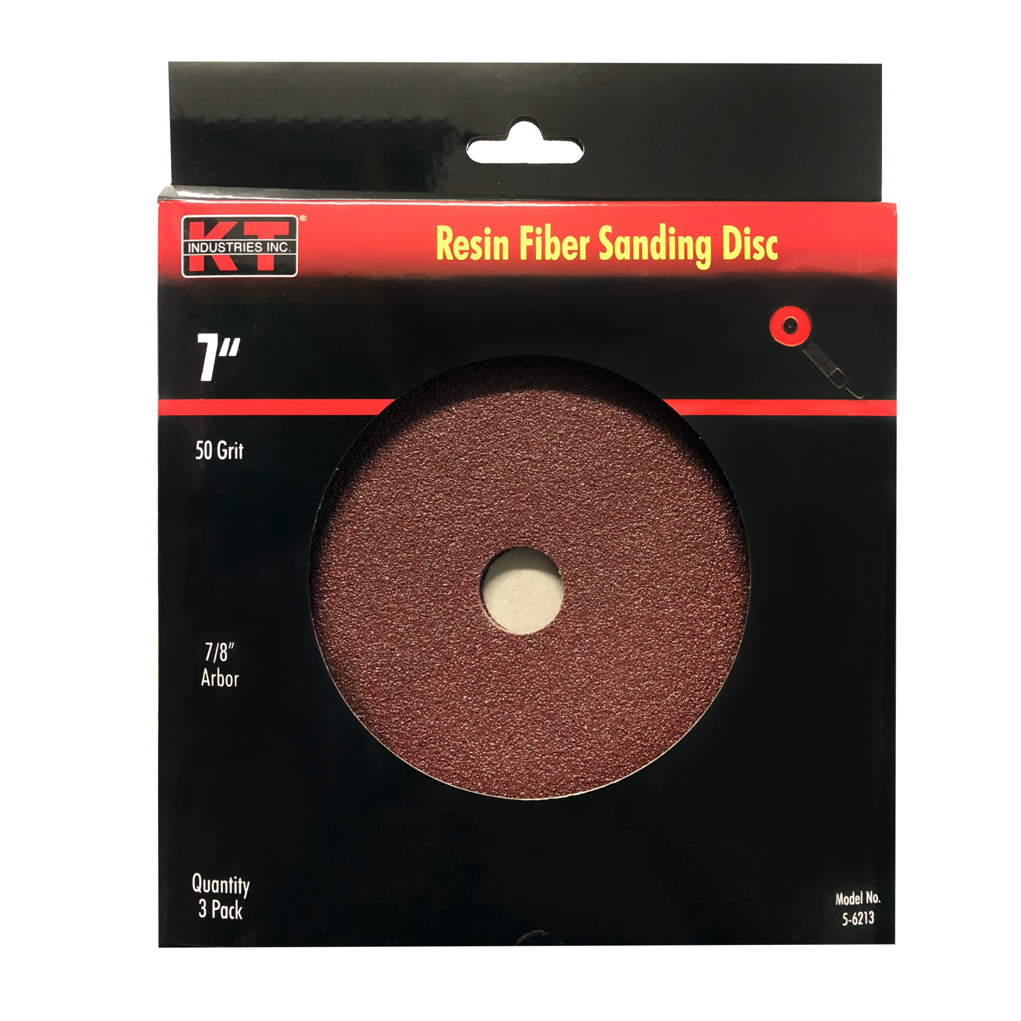 K-T Industries Sanding Discs — 7in., 50-Grit, 3 Pk., Model# 5-6213