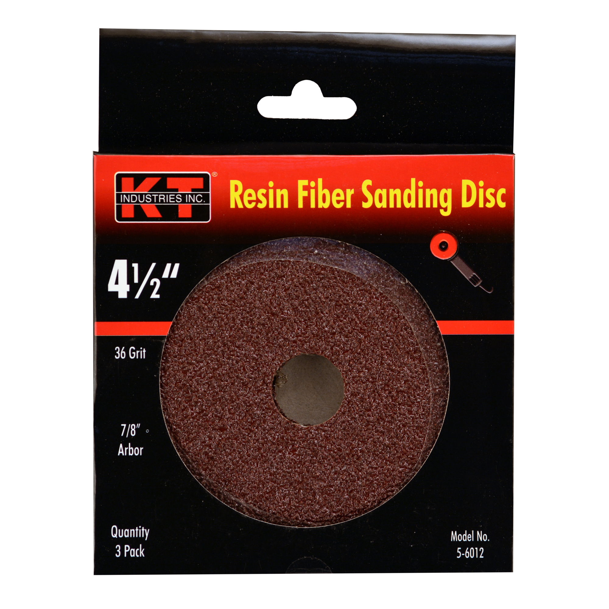 K-T Industries Sanding Discs — 4 1/2in., 36 Grit, Aluminum Oxide, 3 Pk., Model# 5-6012