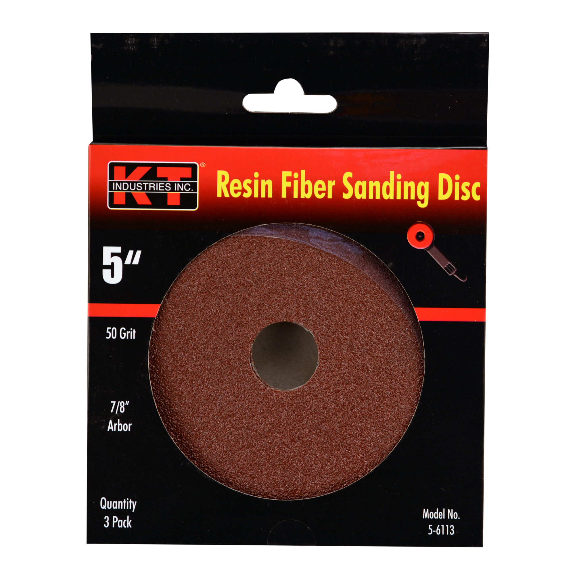 K-T Industries Sanding Discs — 5in., 50 Grit, Aluminum Oxide, 3 Pk., Model# 5-6113
