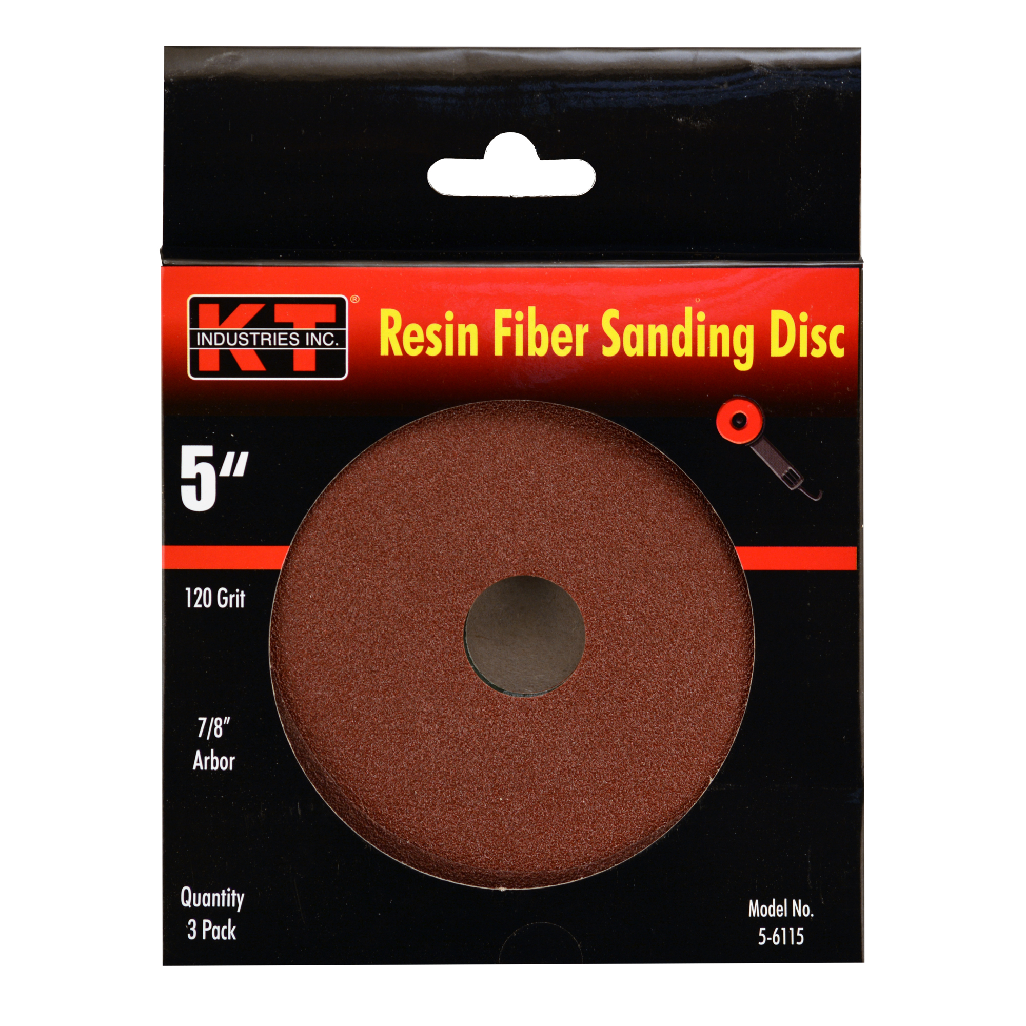 K-T Industries Sanding Discs — 5in., 120 Grit, Aluminum Oxide, 3 Pk, Model# 5-6115