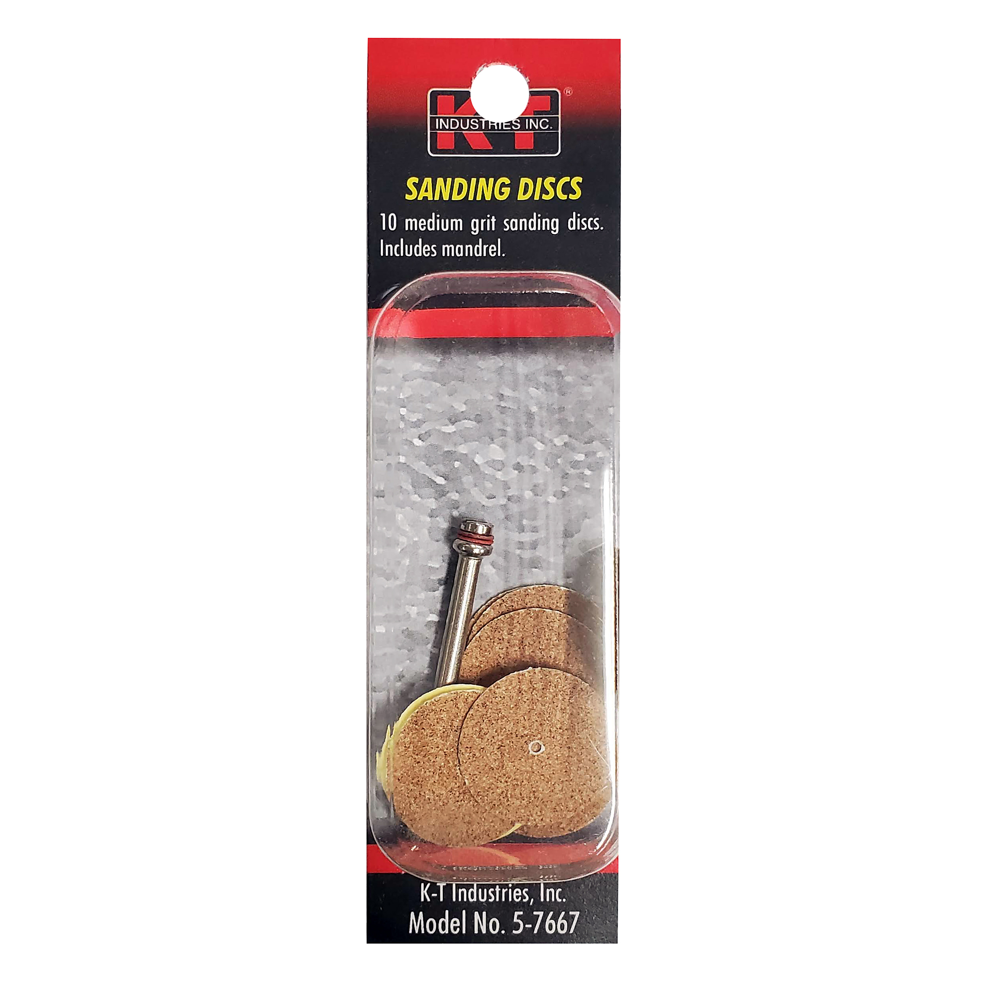 K-T Industries Sanding Disc Set with Mandrel — 10 Pcs, Medium Grit, Model# 5-7667