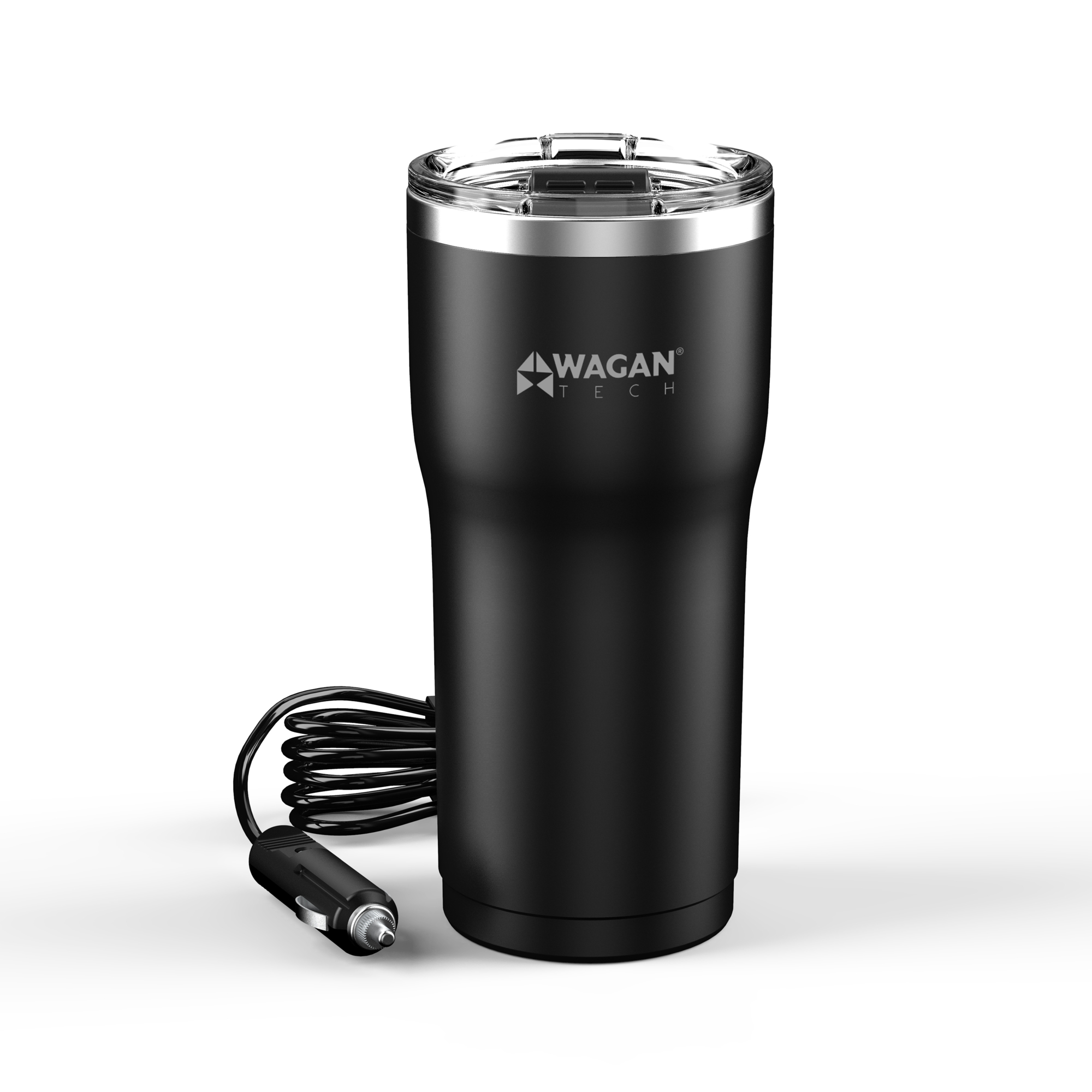 Wagan Tech 12V Travel Heated Mug — 16oz., Stainless Steel, Black, Model# EL6101