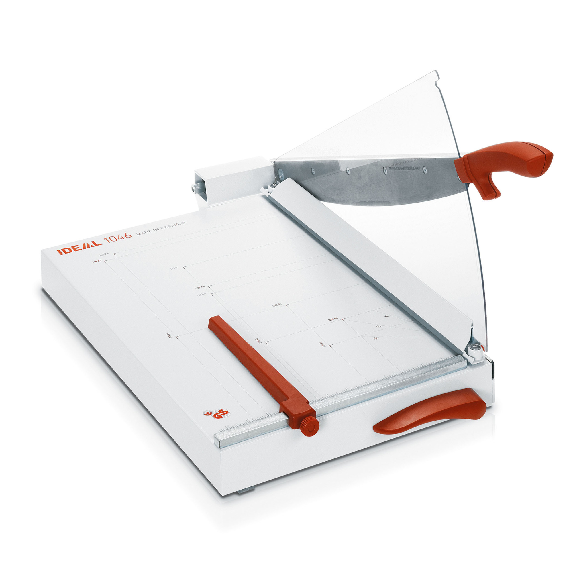 Ideal Guillotine Paper Cutter — 18in. Cutting Length, German Solingen Steel Blade, Ergonomic Design, Automatic Clamp, 30-Sheet Capacity, Model# 1046