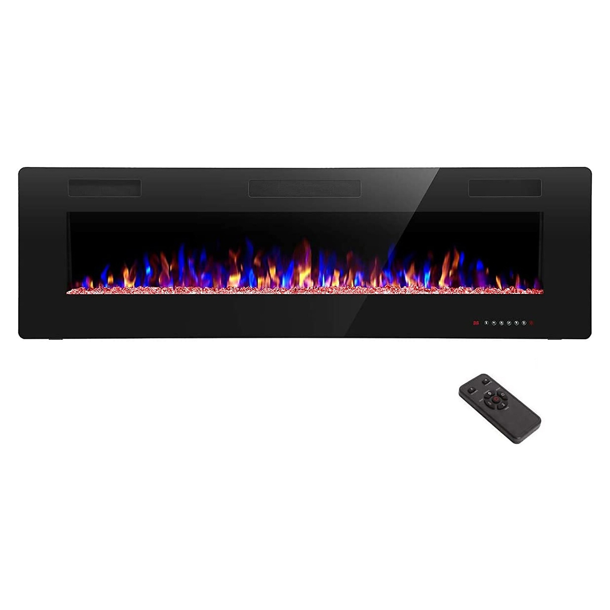 EdenDirect Recessed and Wall Mounted Electric Fireplace — 68in., Remote Control, Adjustable Flame Color and Speed, Model# NTE868C3U