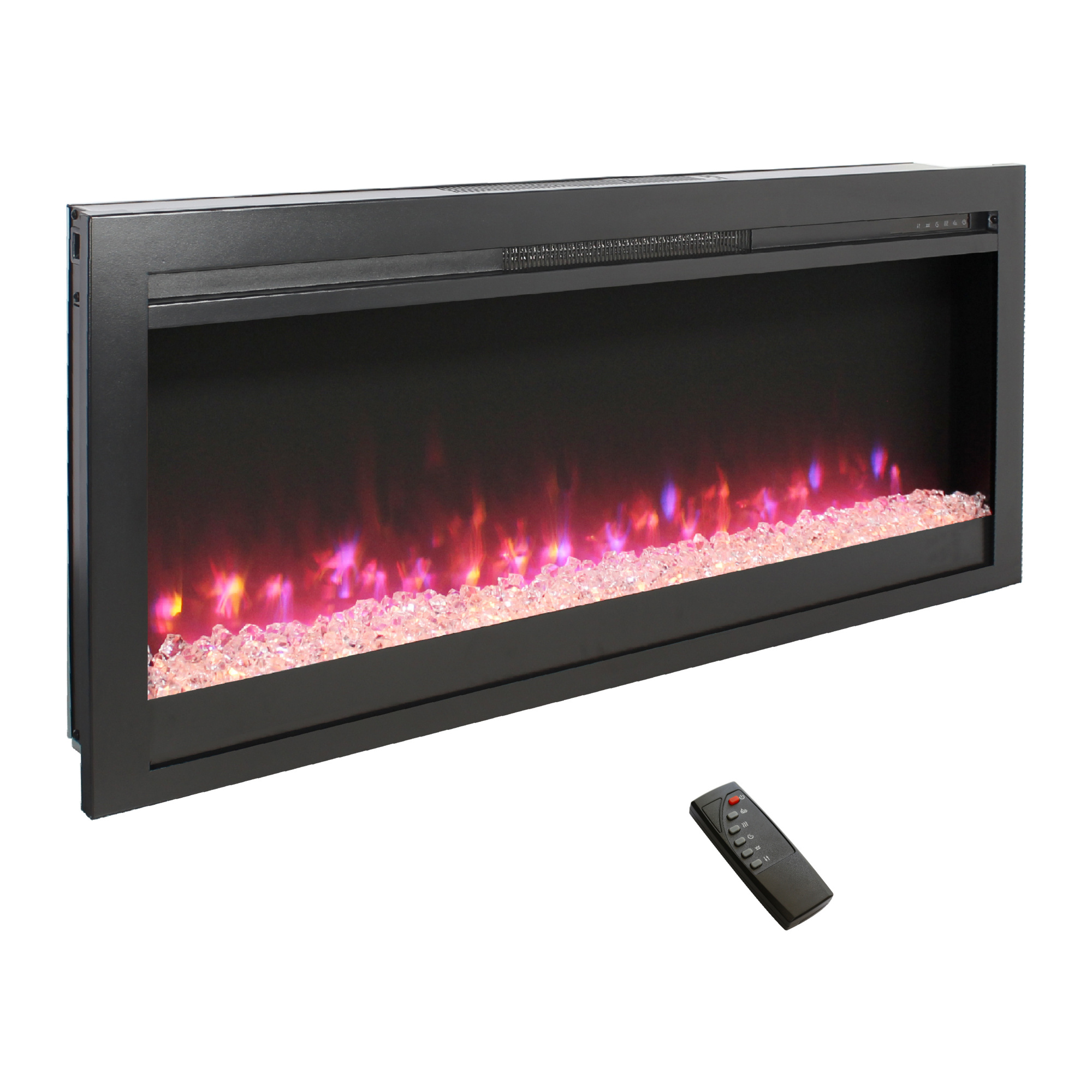 EdenDirect Wall Mount Electric Fireplace — 44in., Remote Control, Multi-Color Flame and Emberbed, LED Light Heater, Model# NTEP171421