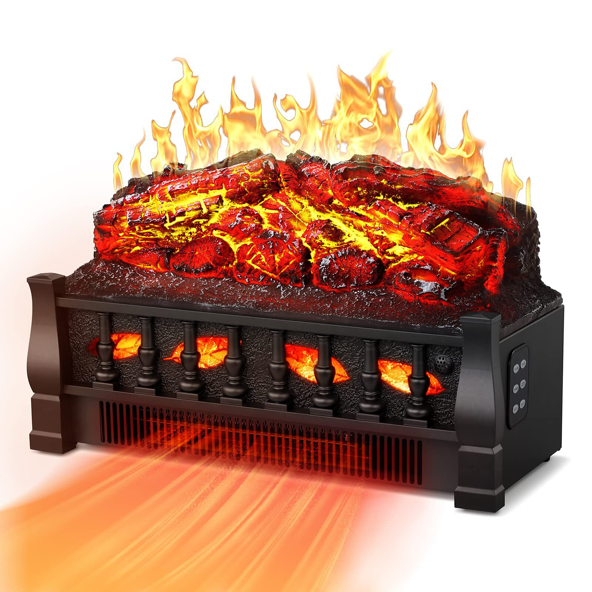 EdenDirect Electric Fireplace Log Set Heater 21in, Remote Control, Flame Brightness Adjustable,Realistic Ember Bed, Overheating Protection for Home and Office Decor, 750W/1500W, Model# NTEL250S