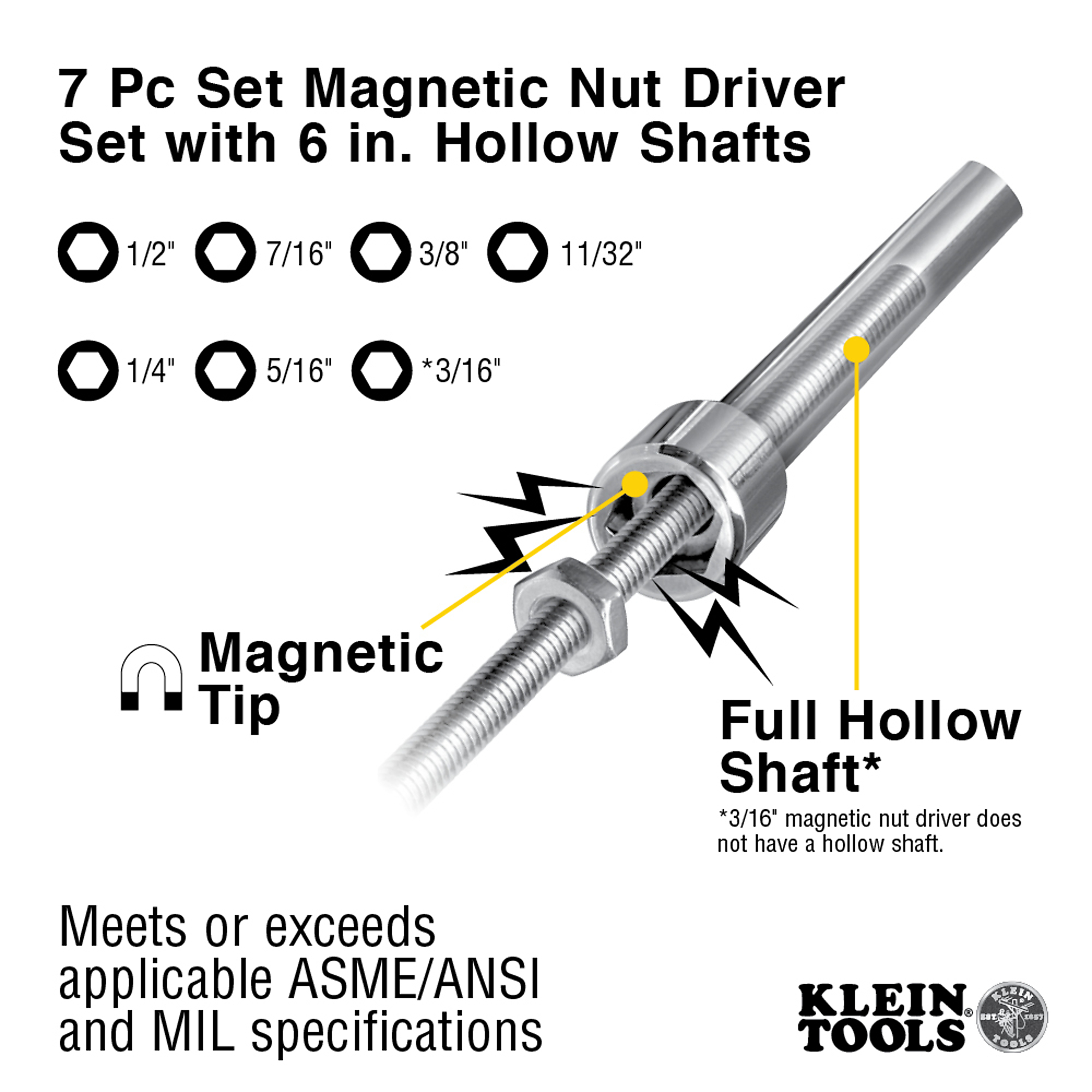 のんはる Nut Driver Set, Magnetic Nut Drivers, 6-Inch Shaft