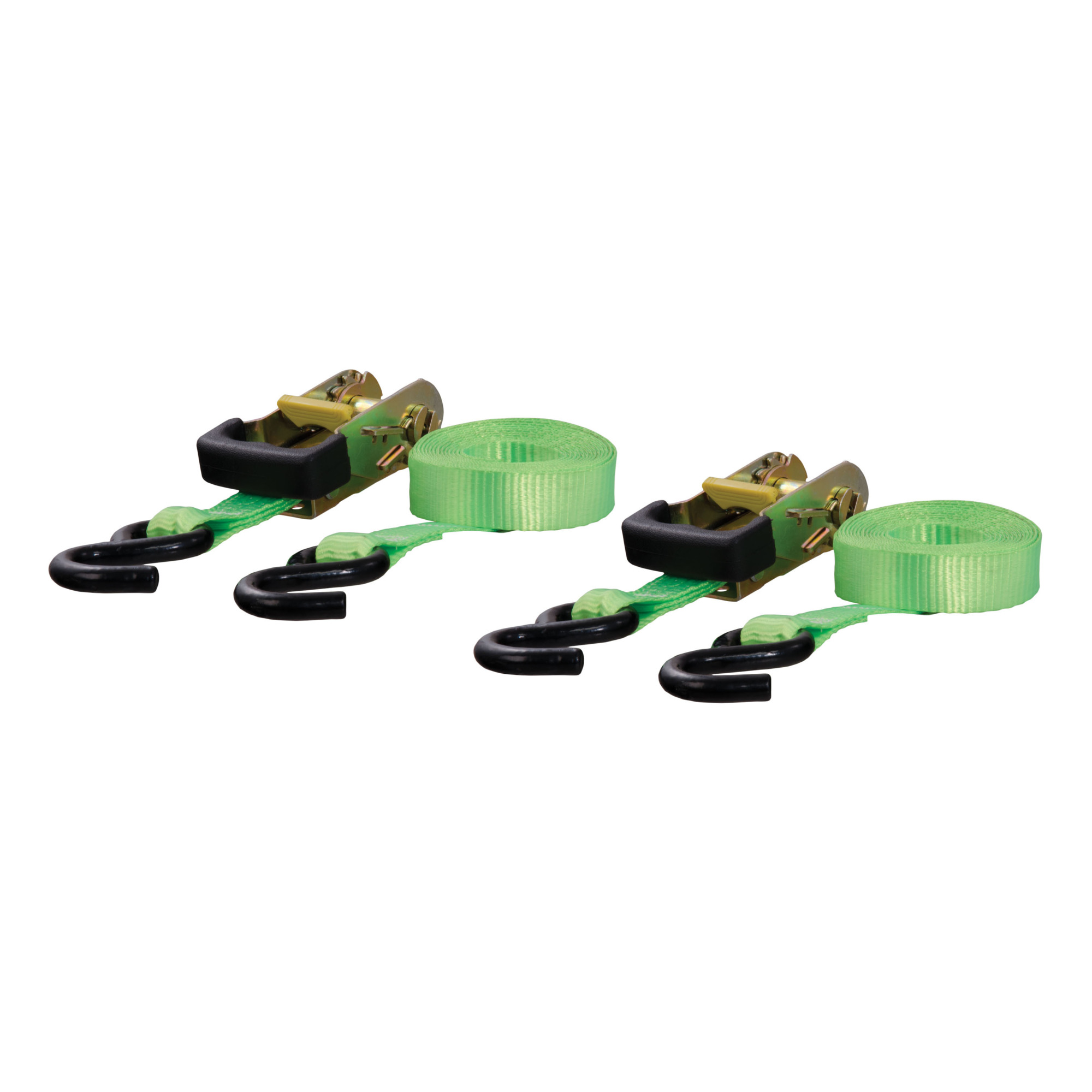 Curt Manufacturing Nylon Ratchet Straps — 1in. x 16ft., Lime Green, 3,300 Lbs. Break Strength, 2-Pack, Model# 83028