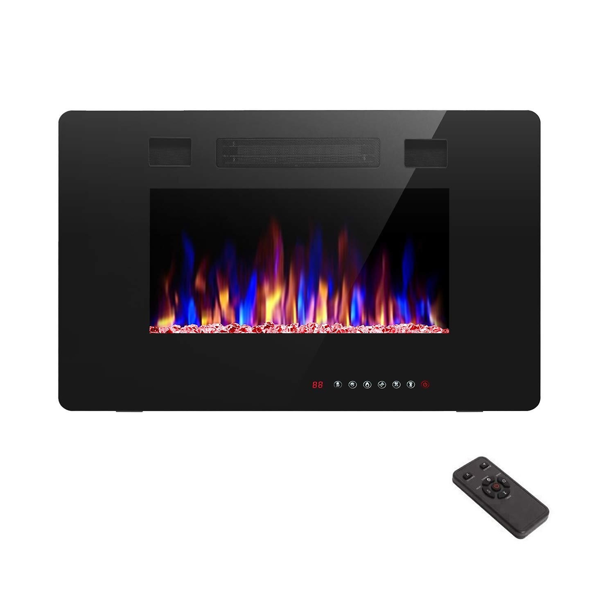 Edendirect Recessed and Wall Mounted Electric Fireplace — 30in., Remote Control, Adjustable Flame Color and Speed, Touch Screen, Model# NTE830C3U