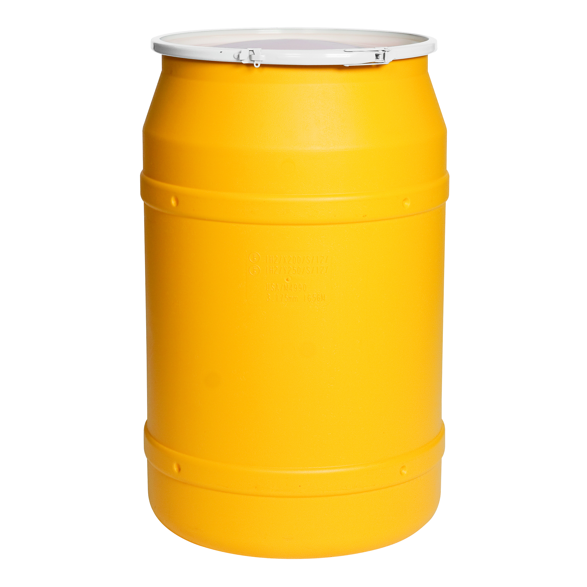 Eagle Plastic Lever-Lock Lab Pack Drum — 55-Gallon, Open Head, HDPE, Yellow, Weather and Chemical Resistant, Model# 1656