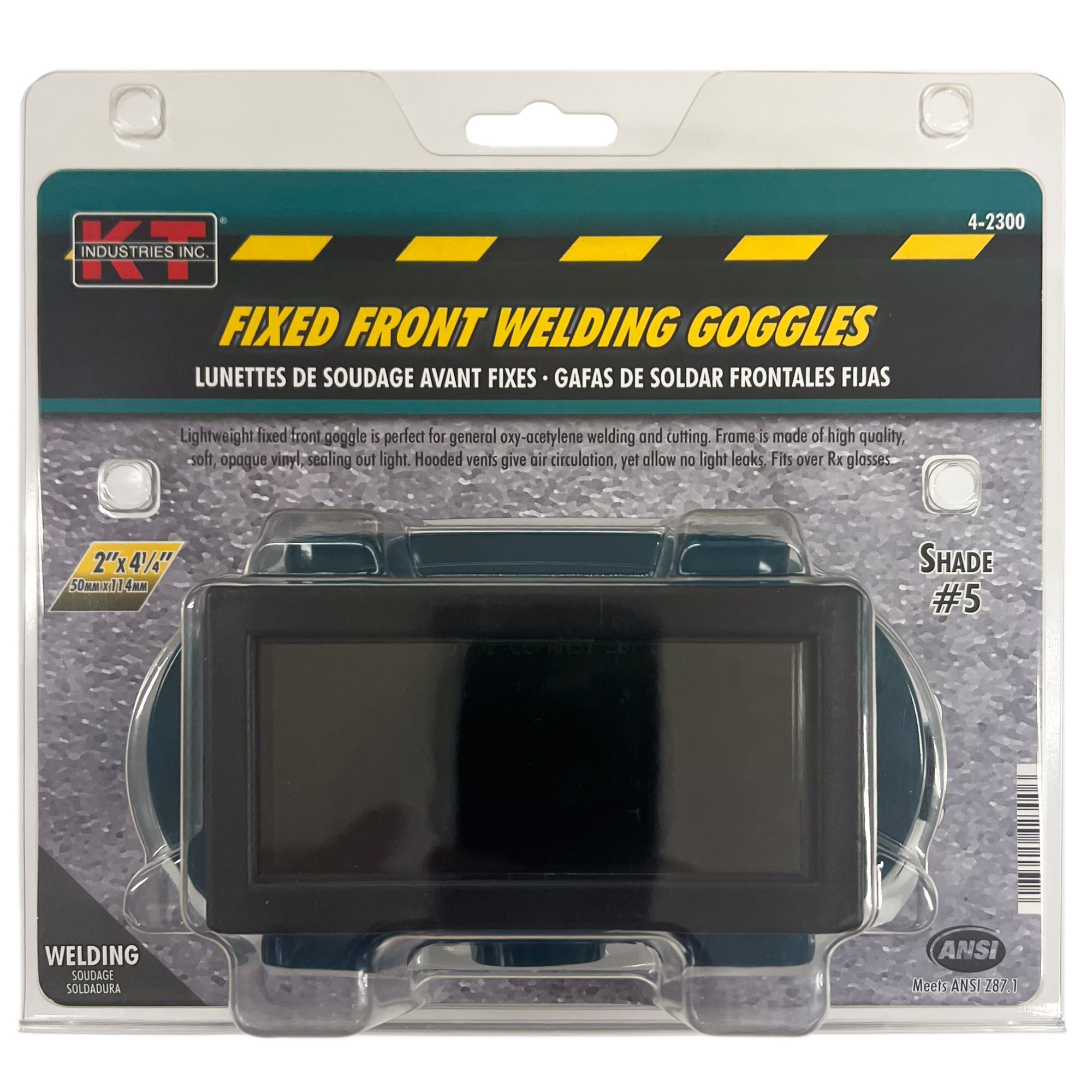 K-T Industries Soft Side Goggle — 2in. x 4 1/4in. Shade 5, Vinyl Frame, Model# 4-2300