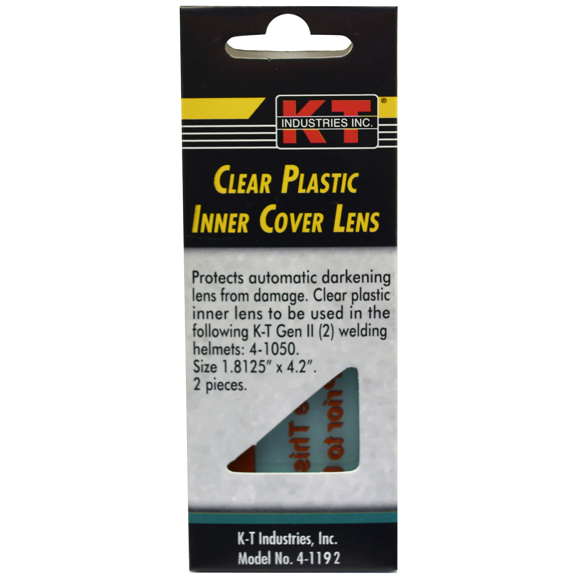 K-T Industries Clear Plastic Inner Cover Lens — 2-Pk., For Pro Series Auto Darkening Helmets, Model# 4-1192