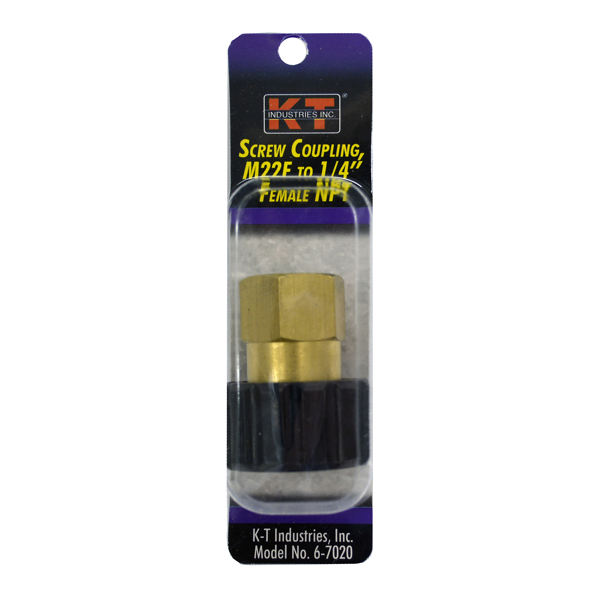 K-T Industries Screw Coupling — M22F to 1/4in. Female NPT, 5800 PSI, Model# 6-7020