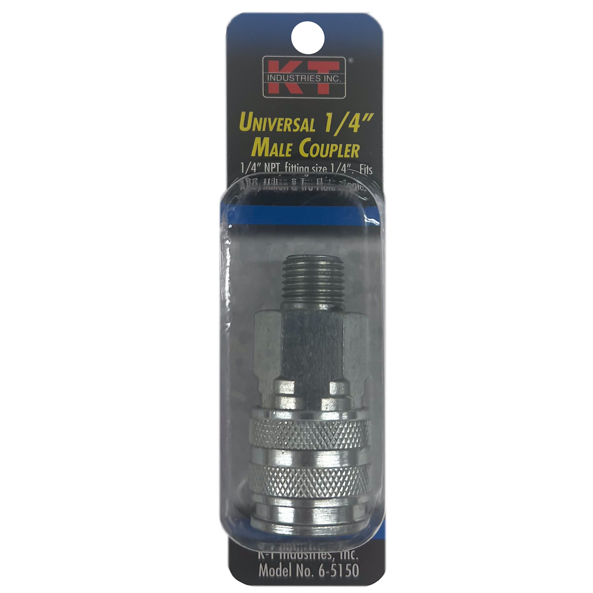 K-T Industries Universal Coupler — 1/4in. Male NPT, Solid Brass, Zinc Plated, Model# 6-5150