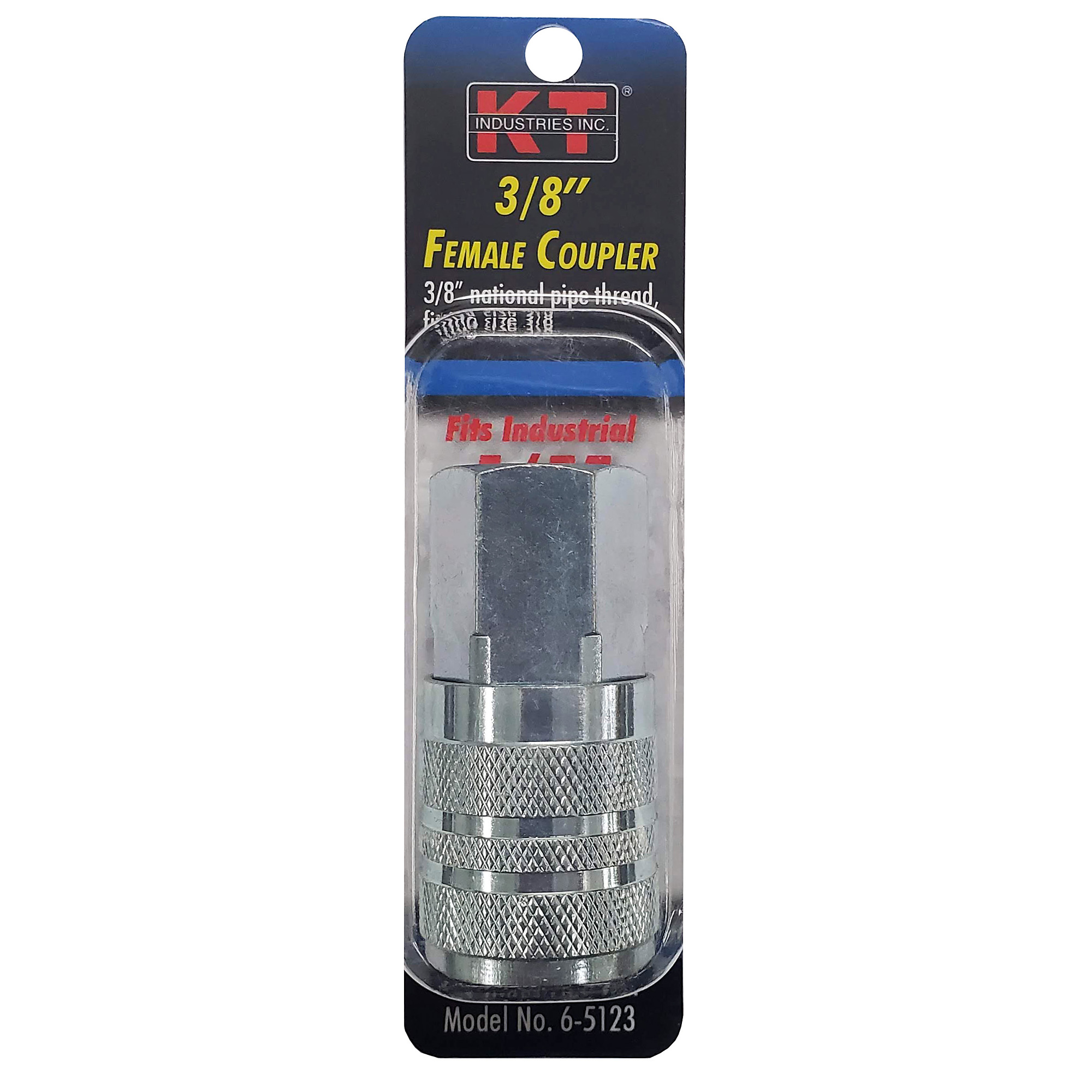 K-T Industries Industrial Coupler — 3/8in. Female NPT, Zinc-Plated Brass, Model# 6-5123