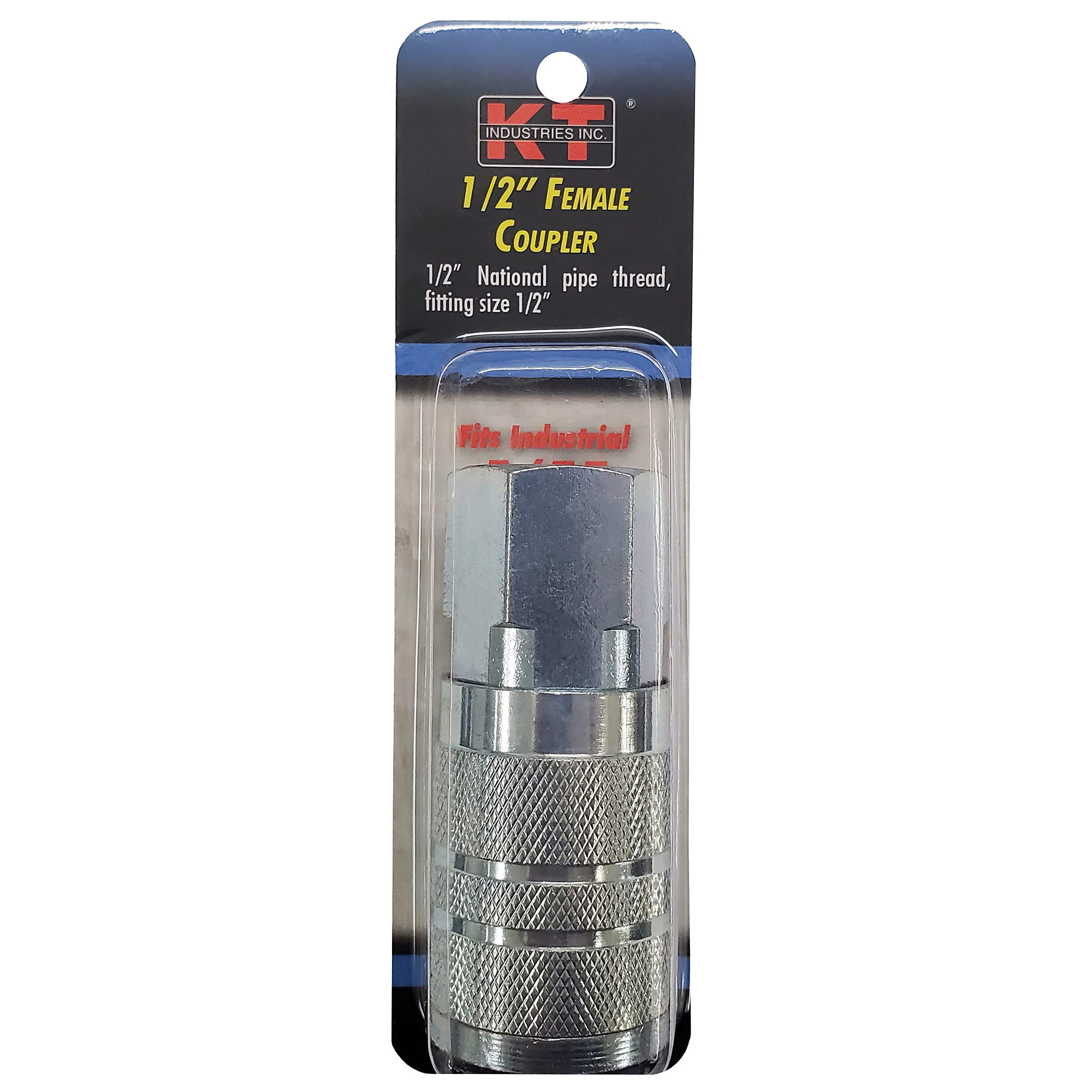 K-T Industries Industrial Coupler — 1/2in. Female NPT, Zinc-Plated Brass, Model# 6-5129