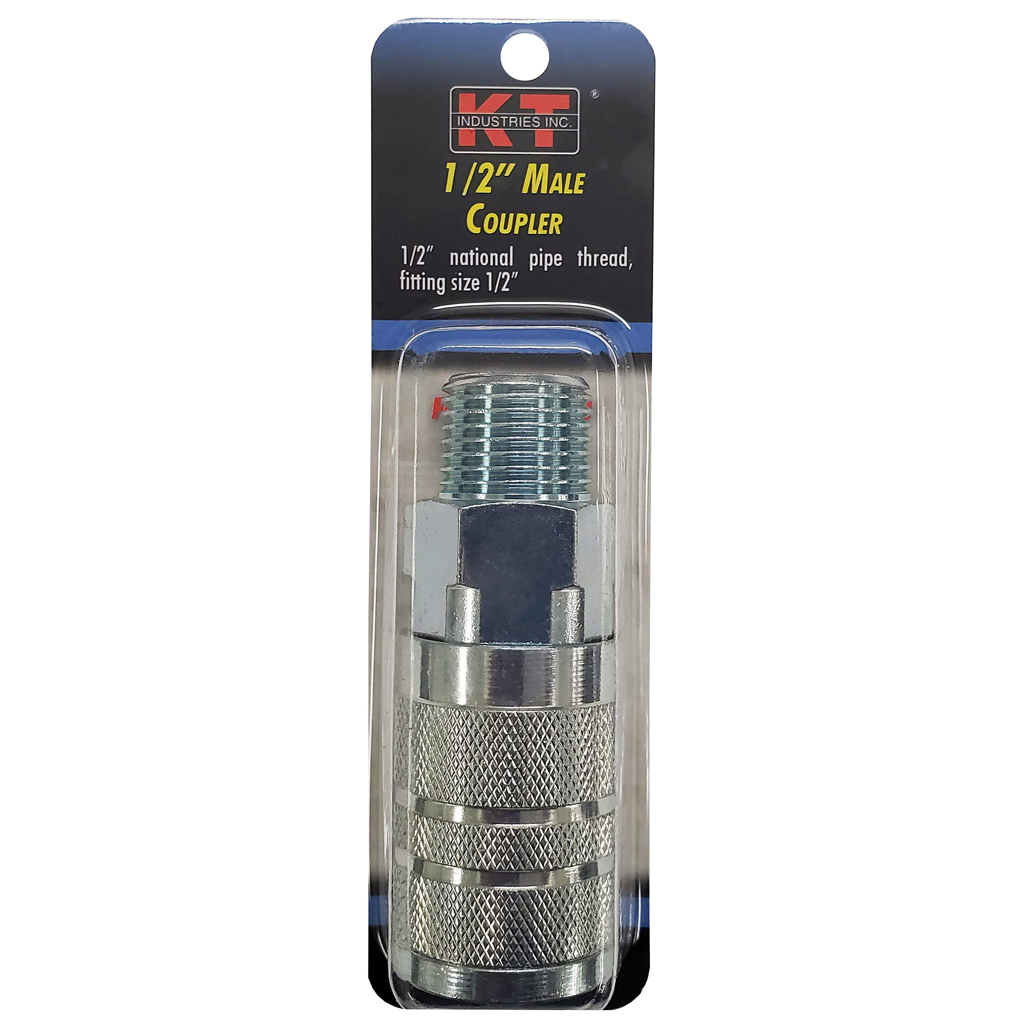 K-T Industries Industrial Coupler — 1/2in. Male NPT, Zinc Plated, Model# 6-5128