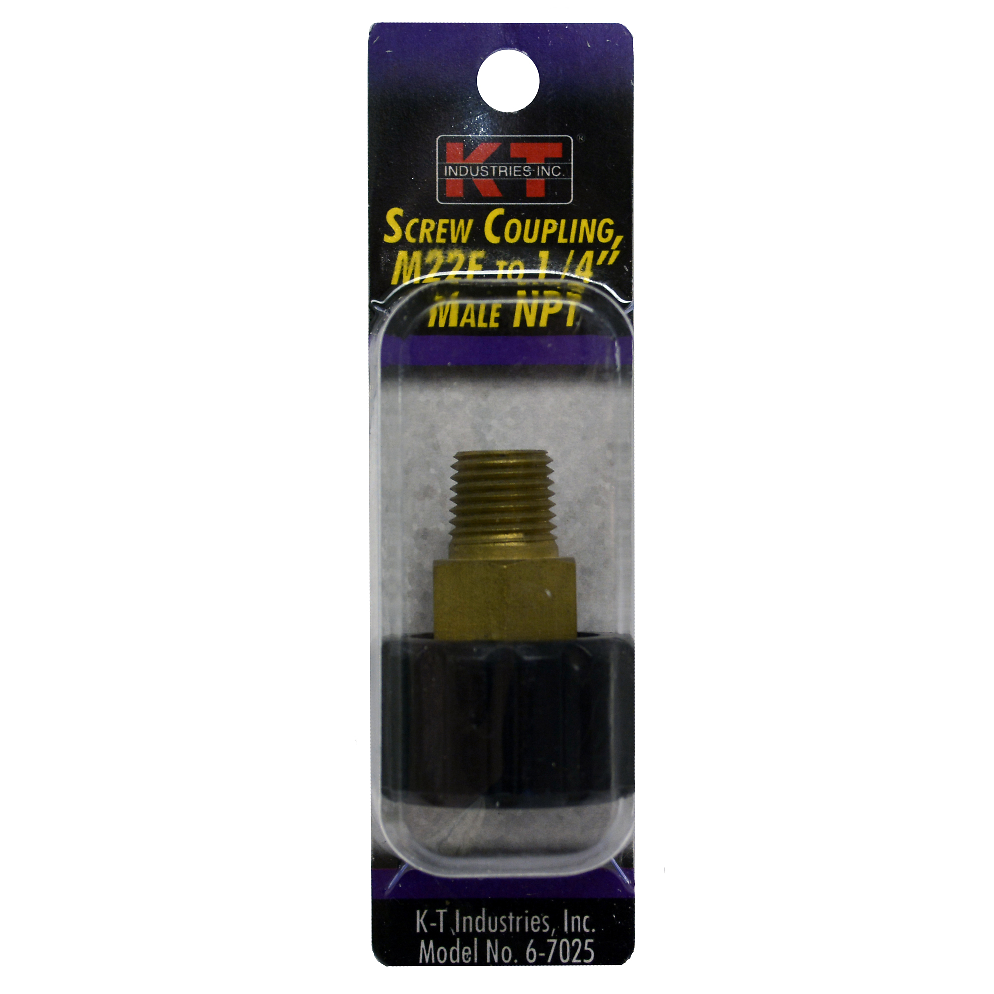 K-T Industries Screw Coupling — M22F to 1/4in. Male NPT, 5800 PSI, Model# 6-7025