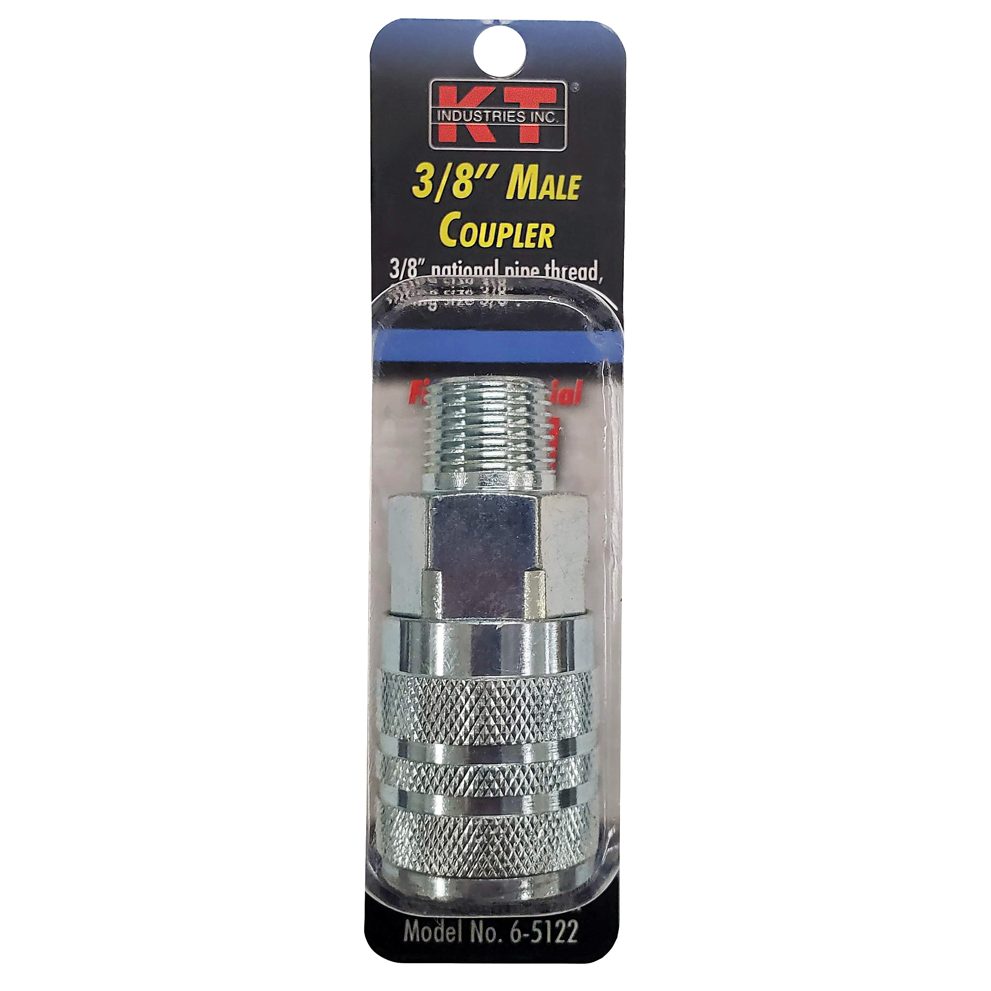K-T Industries Industrial Coupler — 3/8in. Male NPT, Zinc-Plated Brass, Model# 6-5122