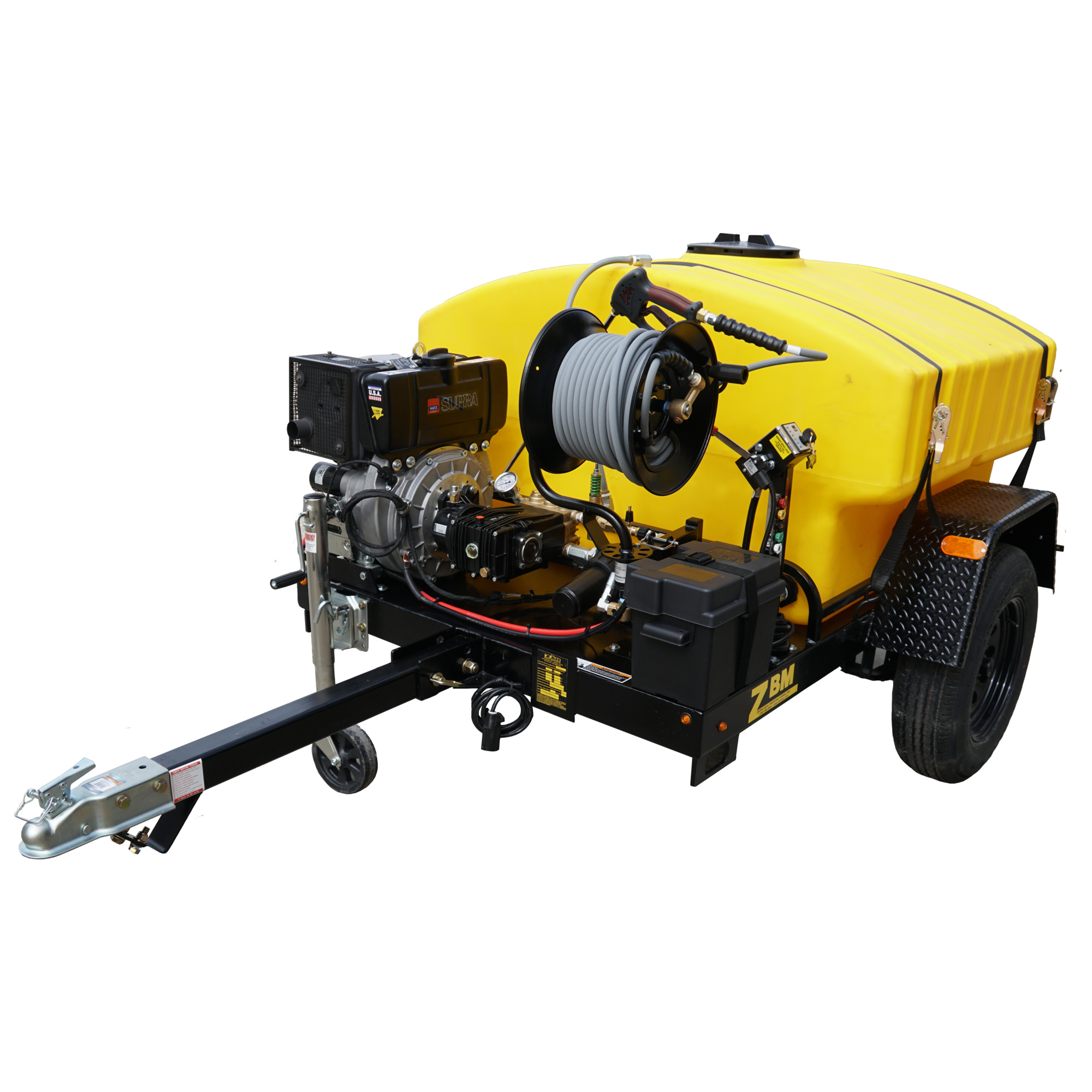 Cam Spray Trailer-Mounted Diesel Cold Water Pressure Washer — 4.5 GPM, 4000 PSI, Hatz Diesel Engine, Model# 4045DTE-P00667