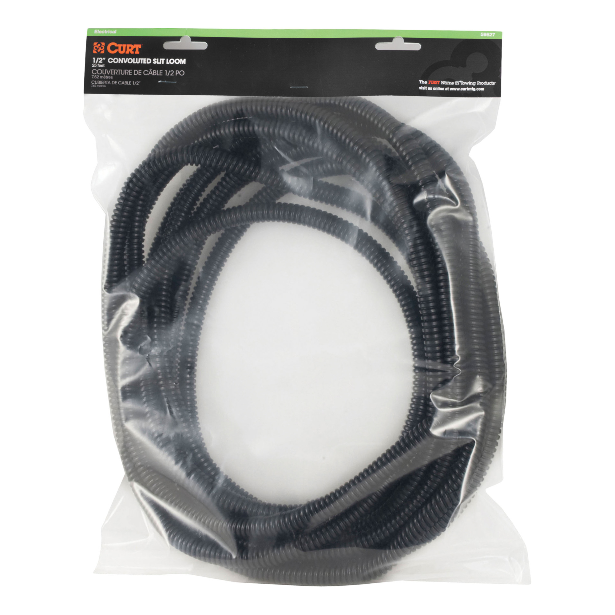 Curt Manufacturing Plastic Automotive Trailer Wire Protection Sleeve — 1/2in. x 25ft., Black, Model# 59827