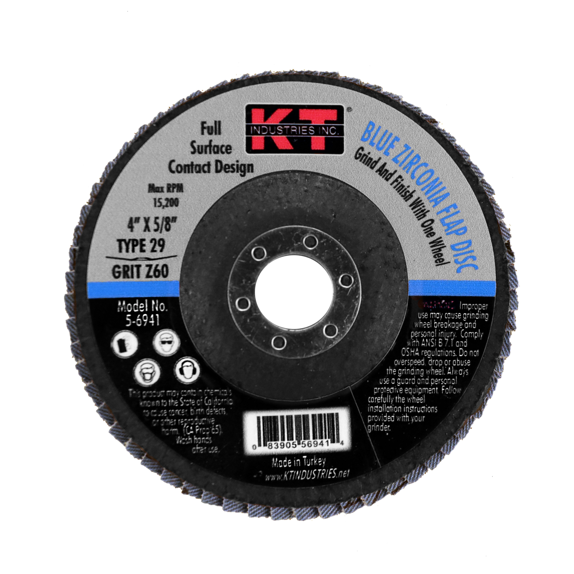 K-T Industries Flap Disc — 4in. x 5/8in., 60 Grit, Type 29, Model# 5-6941