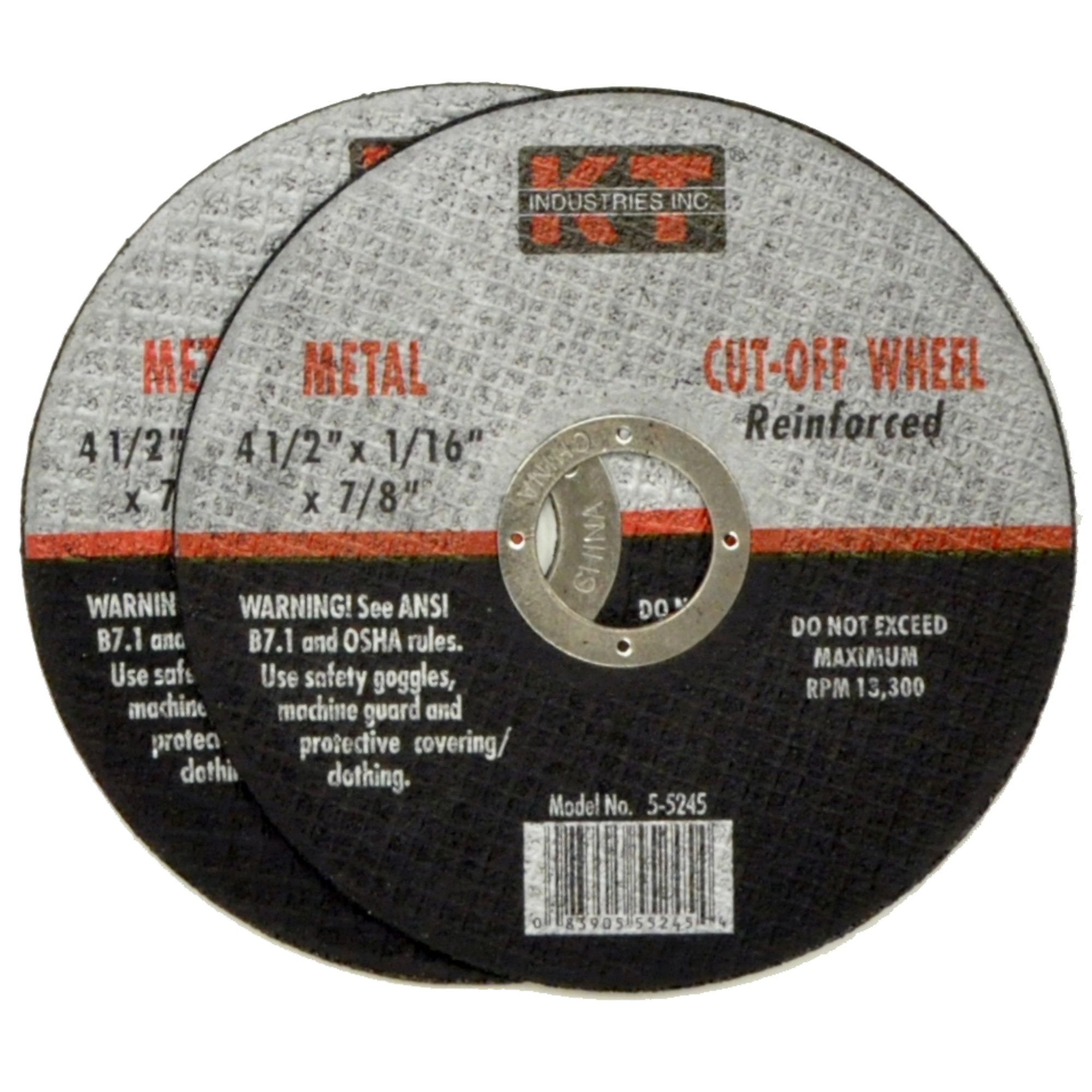 K-T Industries Metal Cutting Wheel — 4 1/2in. x 1/16in. x 7/8in., Pack of 10, Model# 5-5245