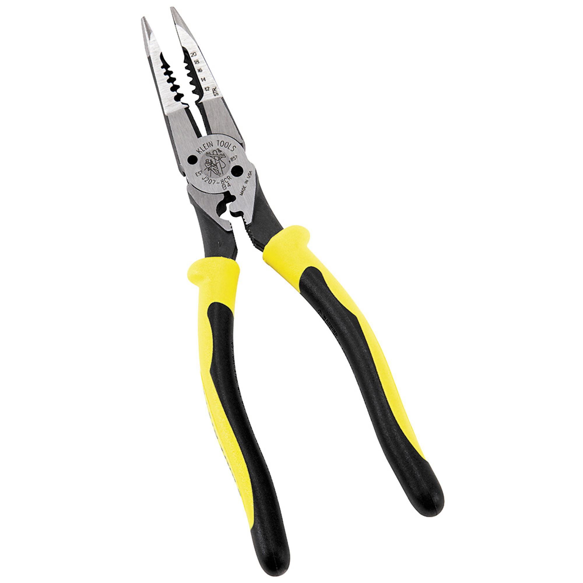Klein Tools All-Purpose Needle Nose Pliers with Crimper — Wire Stripper, Bolt Shearer, Model# J207-8CR
