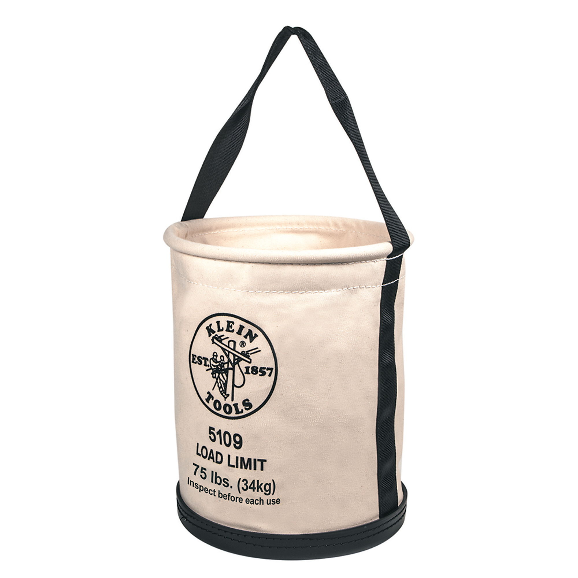 Klein Tools Wide-Opening Straight-Wall Tool Bucket, Canvas, Molded Poly, Model# 5109