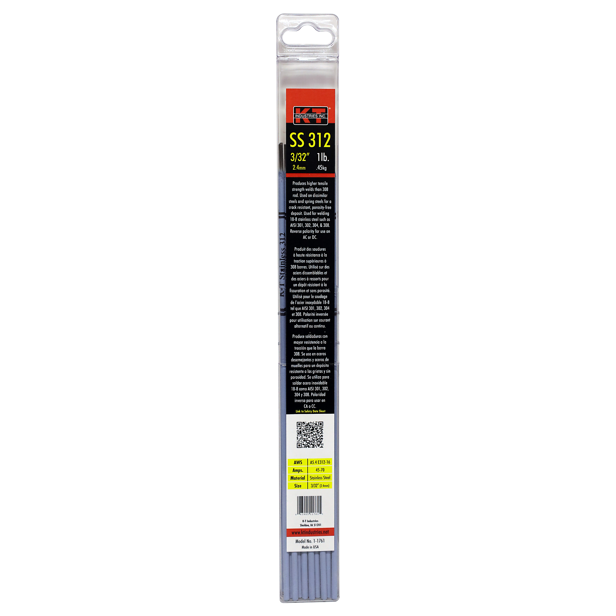 K-T Industries Stainless Steel Electrode — 3/32in., 1 Lb., 120,000 PSI, Model# 1-1761