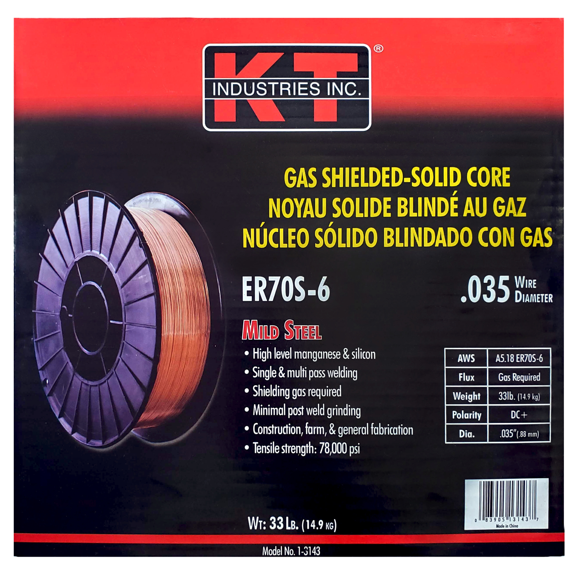 K-T Industries MIG Welding Wire — ER70S-6, 0.035in., 33 Lb., Model# 1-3143