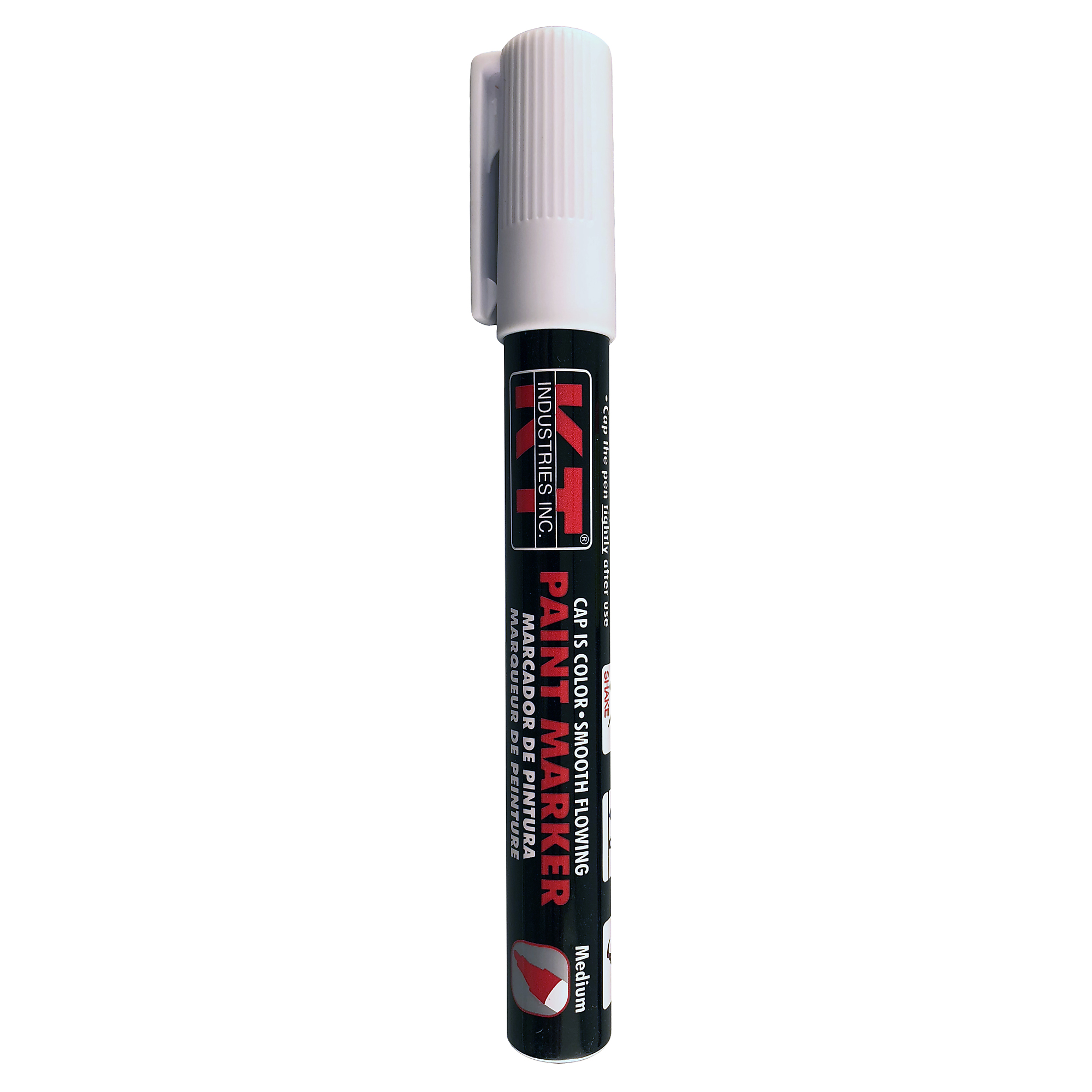 K-T Industries Liquid Paint Marker — White, Aluminum Body, Industrial Grade Fiber Nib, Model# 5-0026