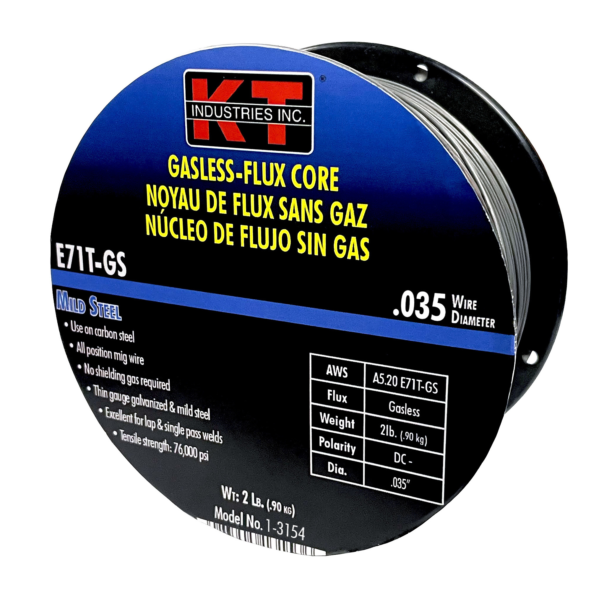 K-T Industries Flux Core MIG Wire — 0.035in., 2 Lb., E71-T-GS, Model# 1-3154