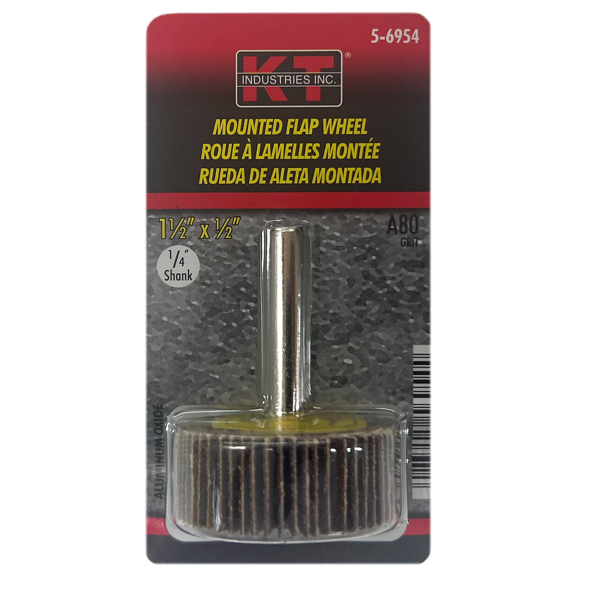 K-T Industries Flap Wheel — 1 1/2in. x 1/2in., 80 Grit, 25,000 RPM, Model# 5-6954