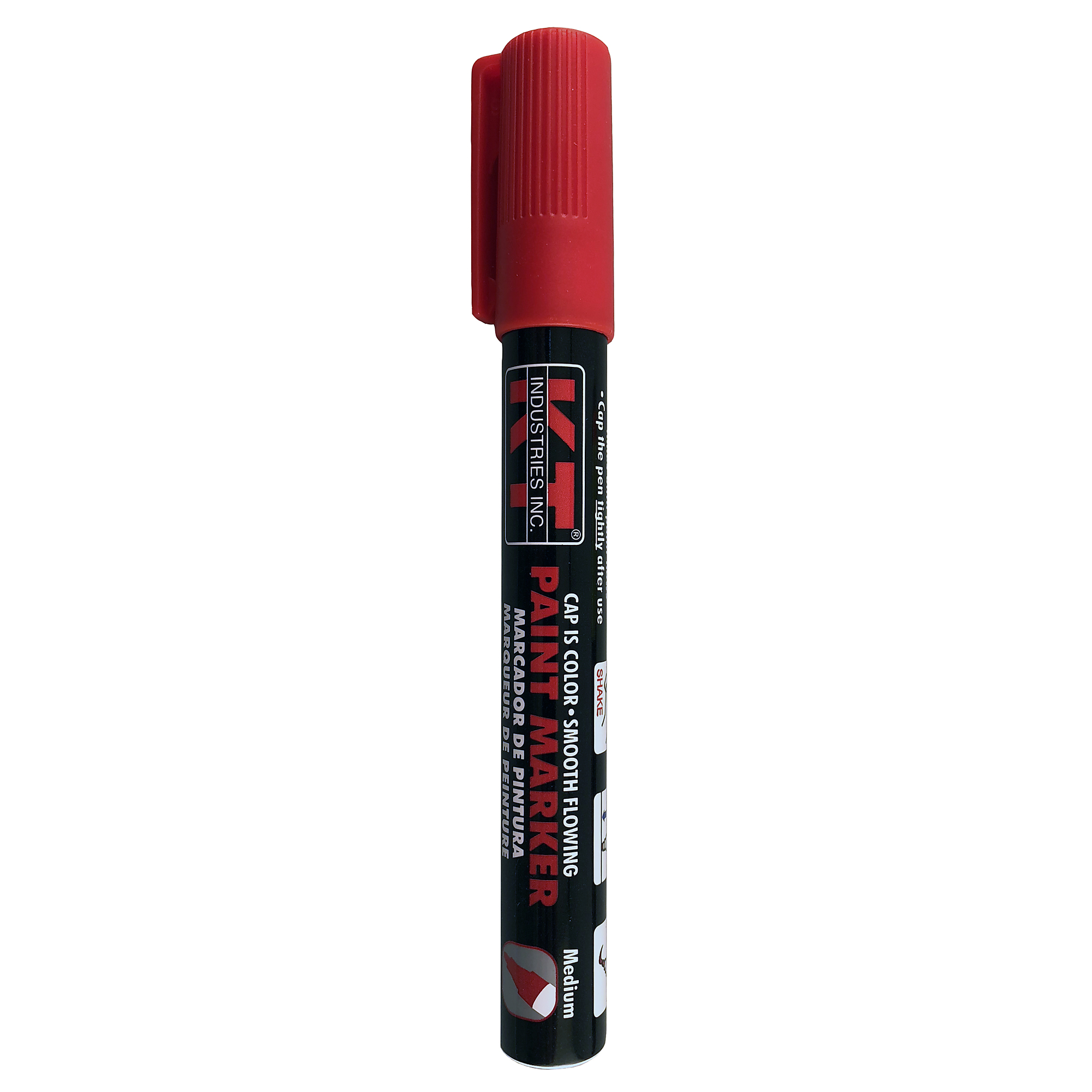 K-T Industries Liquid Paint Marker — Red, Aluminum Body, Industrial Grade Fiber Nib, Model# 5-0028